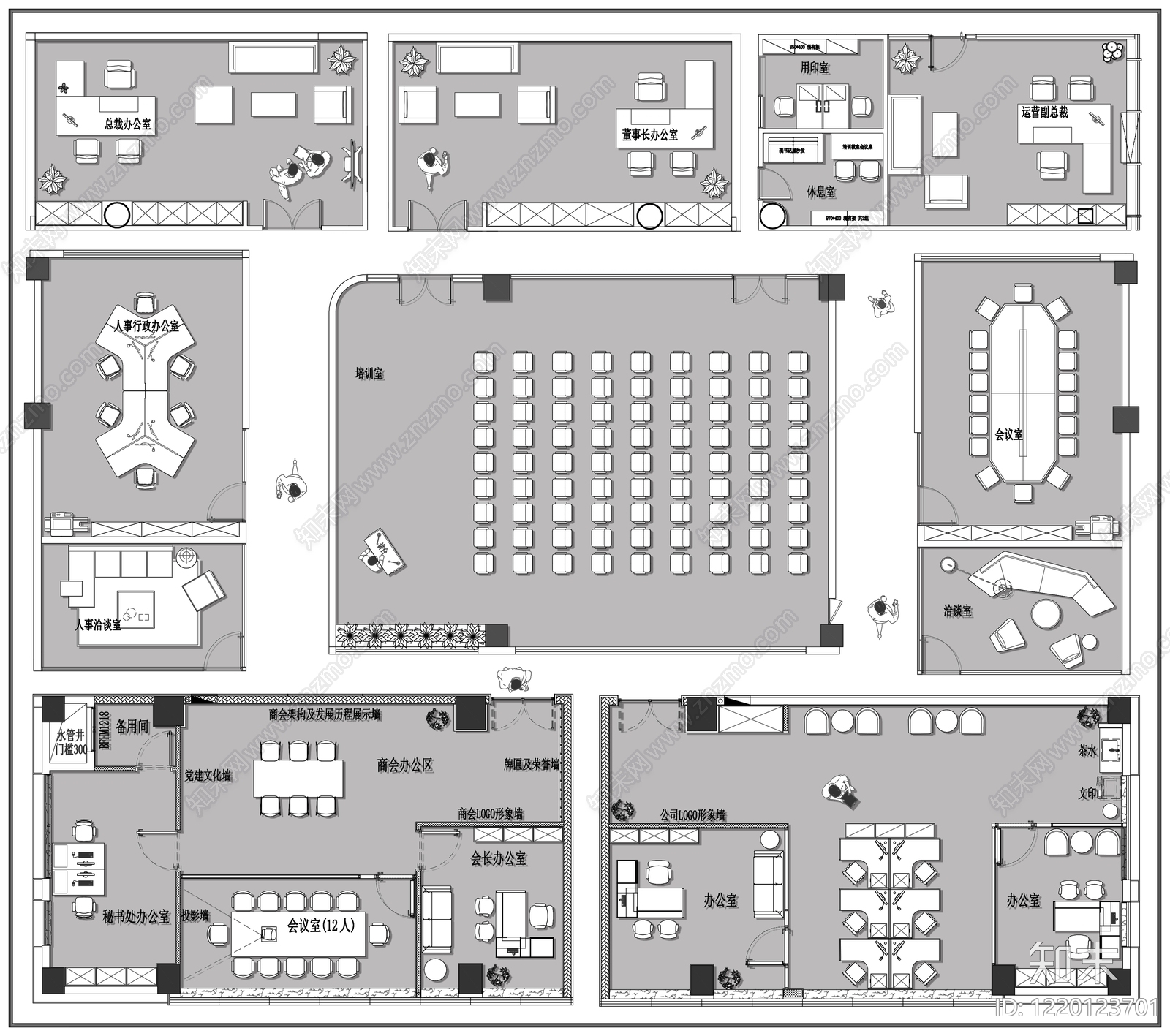 整体办公空间cad施工图下载【ID:1220123701】