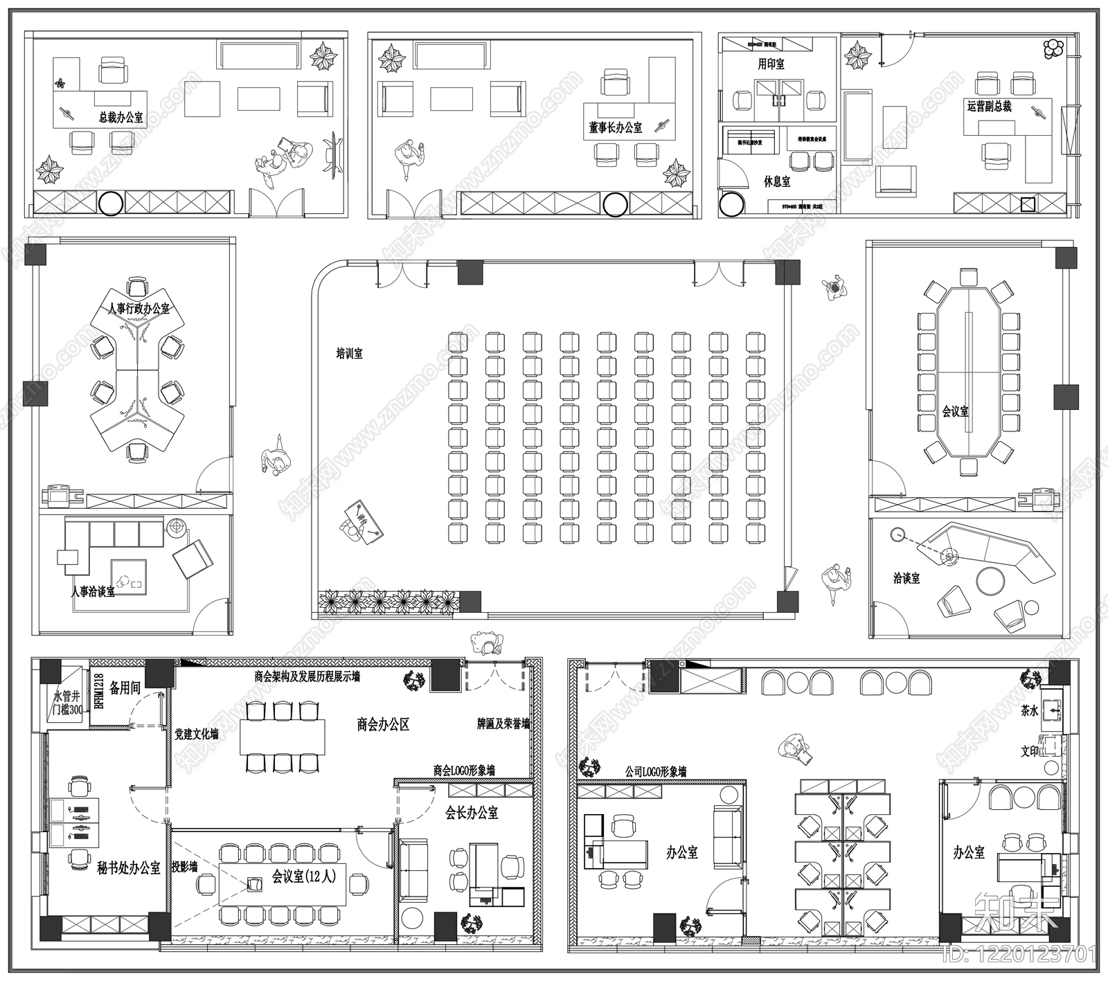 整体办公空间cad施工图下载【ID:1220123701】