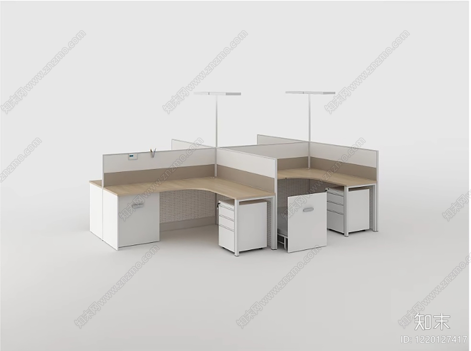 现代简约办公桌3D模型渲染效果图
