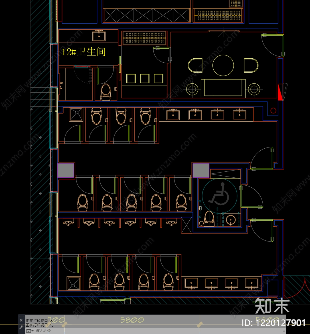公共卫生间cad施工图下载【ID:1220127901】