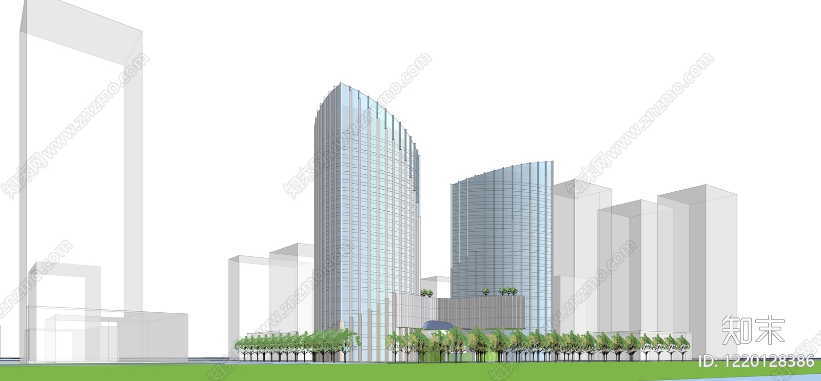 现代主义写字楼SU模型下载【ID:1220128386】