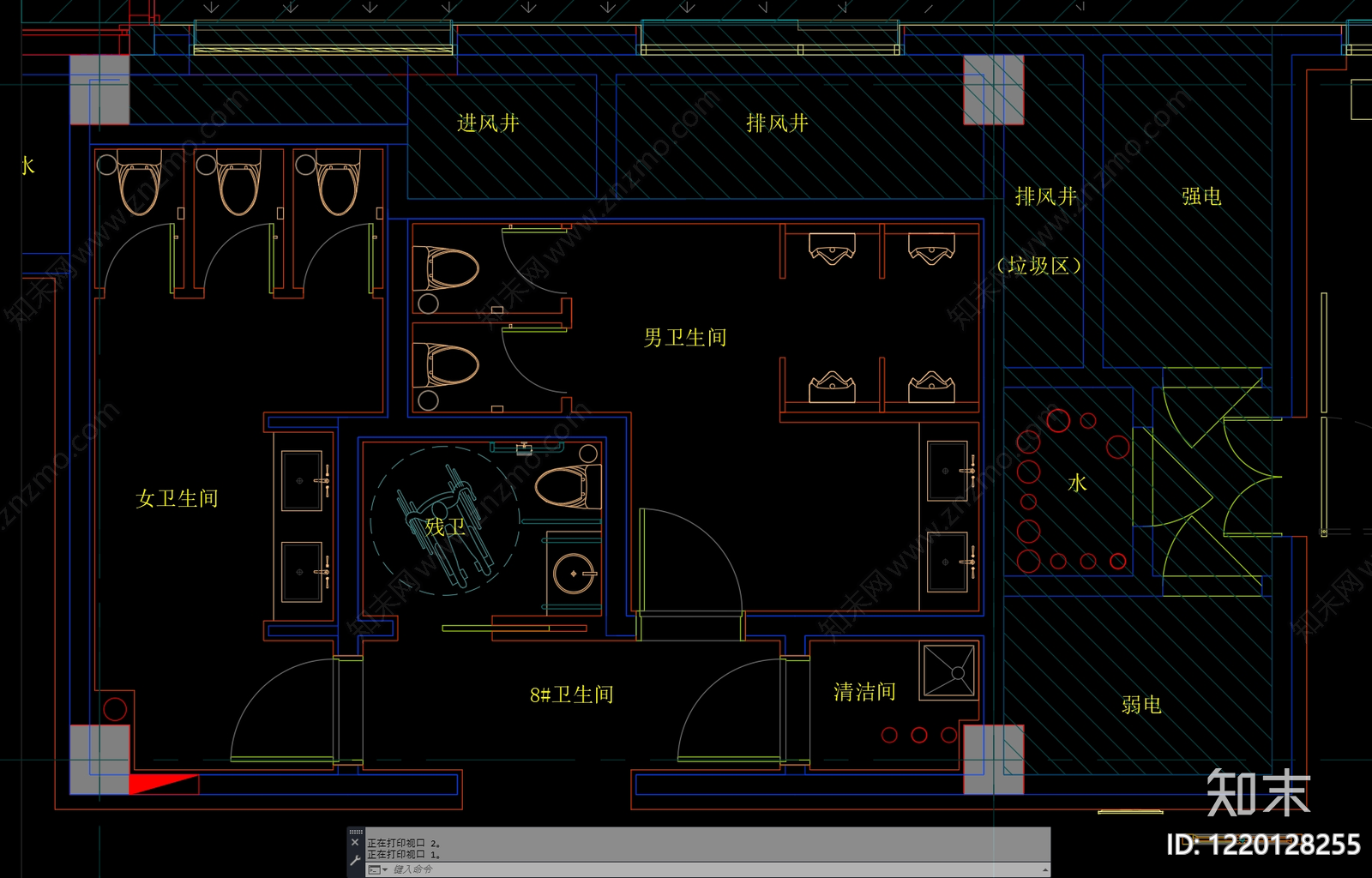 公共卫生间cad施工图下载【ID:1220128255】
