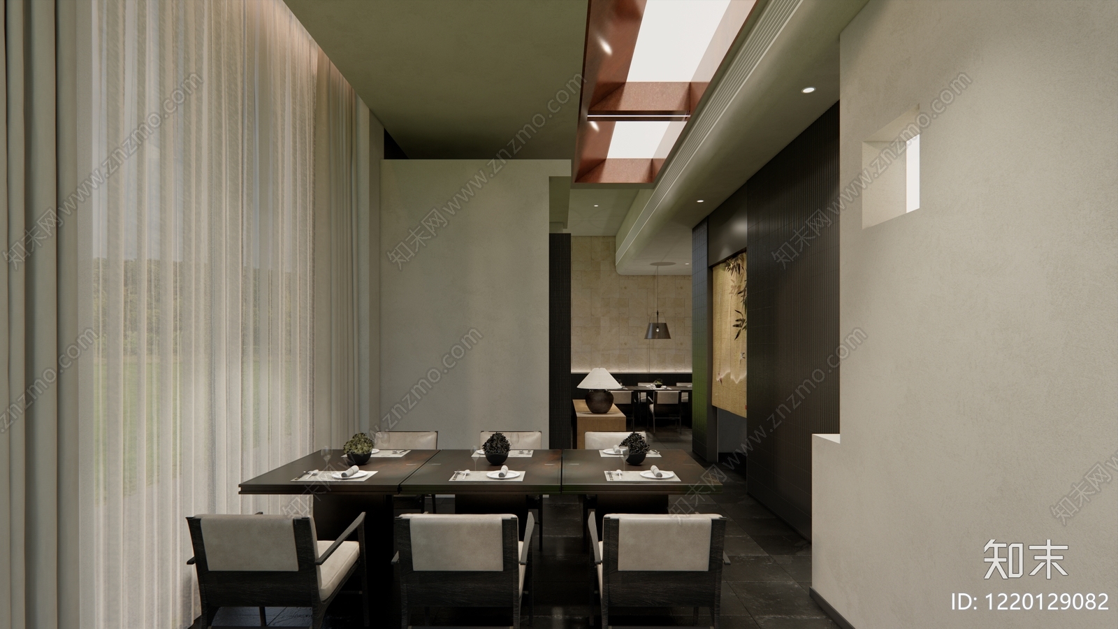 新中式会所SU模型下载【ID:1220129082】