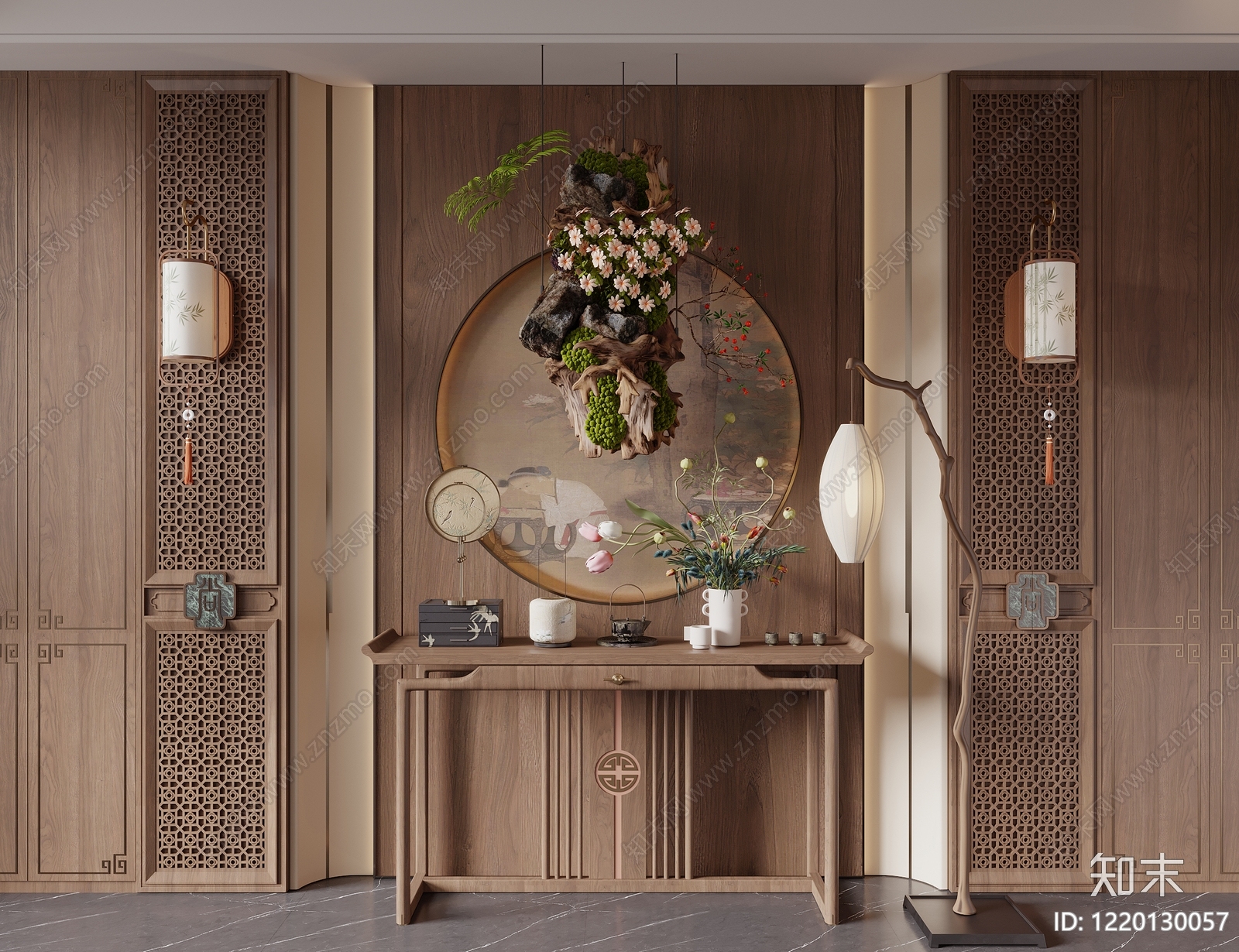 新中式玄关3D模型下载【ID:1220130057】