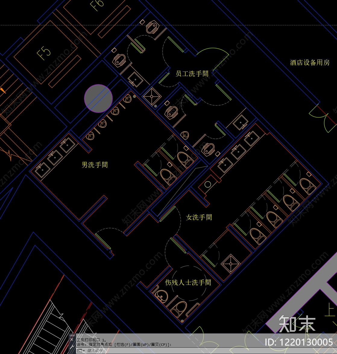公共卫生间cad施工图下载【ID:1220130005】