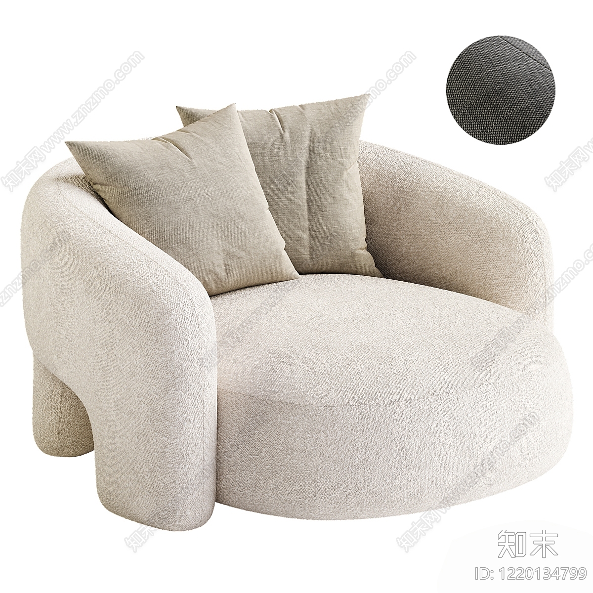 奶油风单人沙发3D模型下载【ID:1220134799】