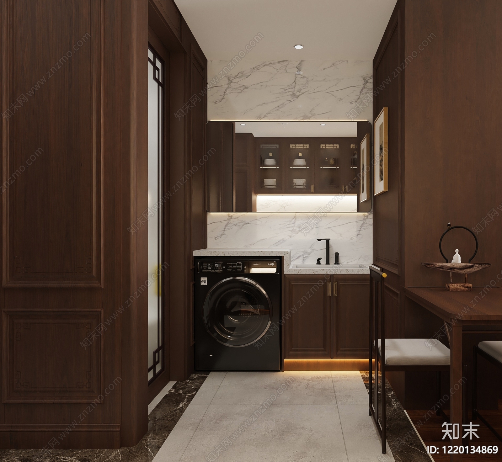 新中式家居卧室3D模型下载【ID:1220134869】