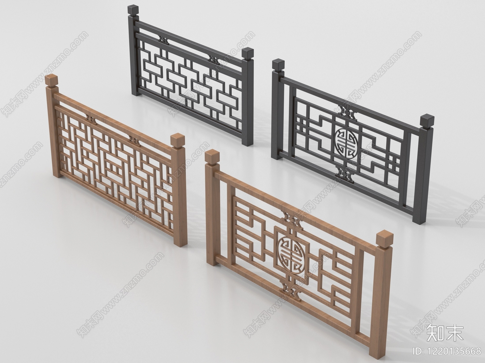新中式栏杆3D模型下载【ID:1220135668】