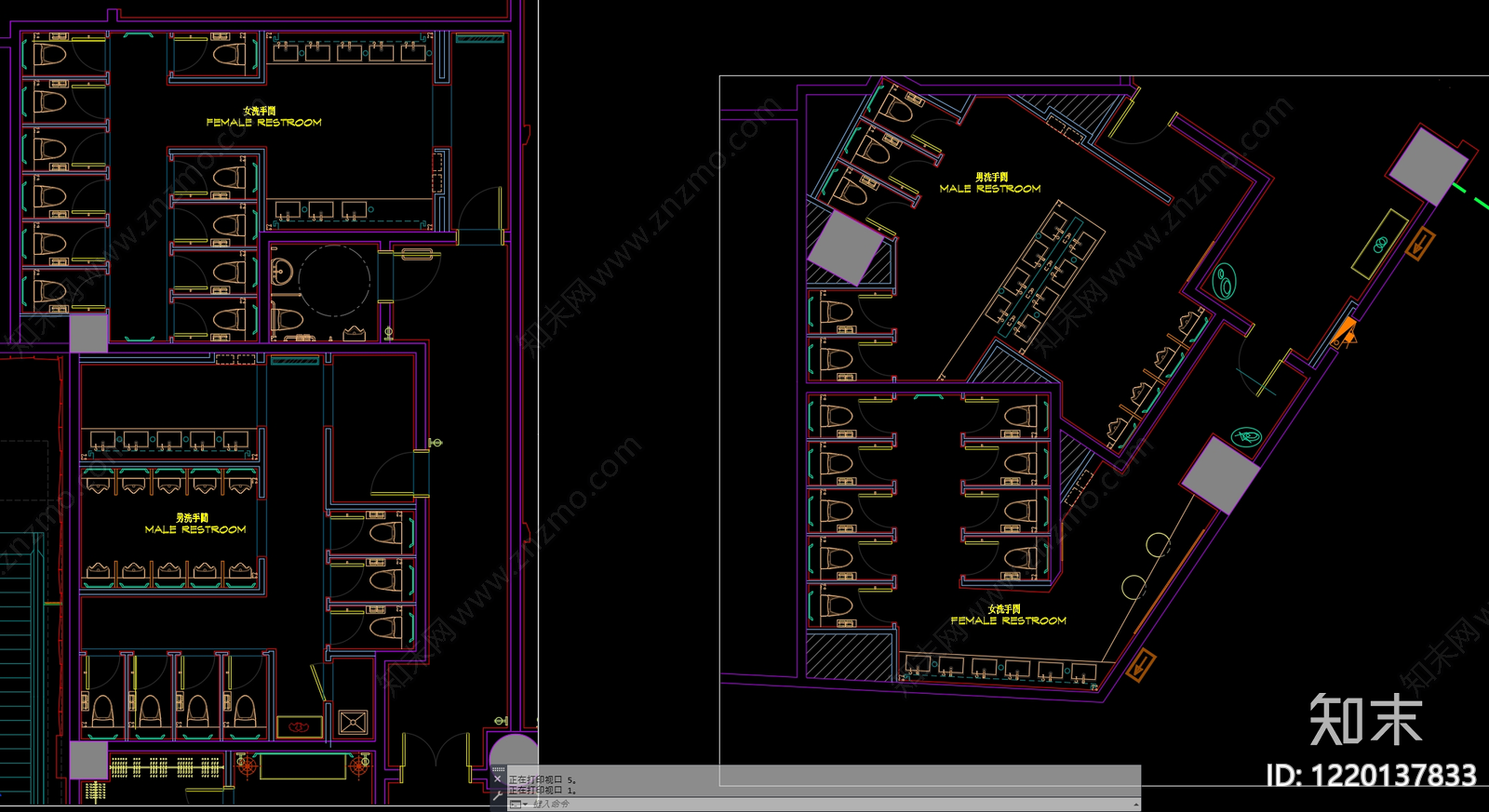 公共卫生间cad施工图下载【ID:1220137833】
