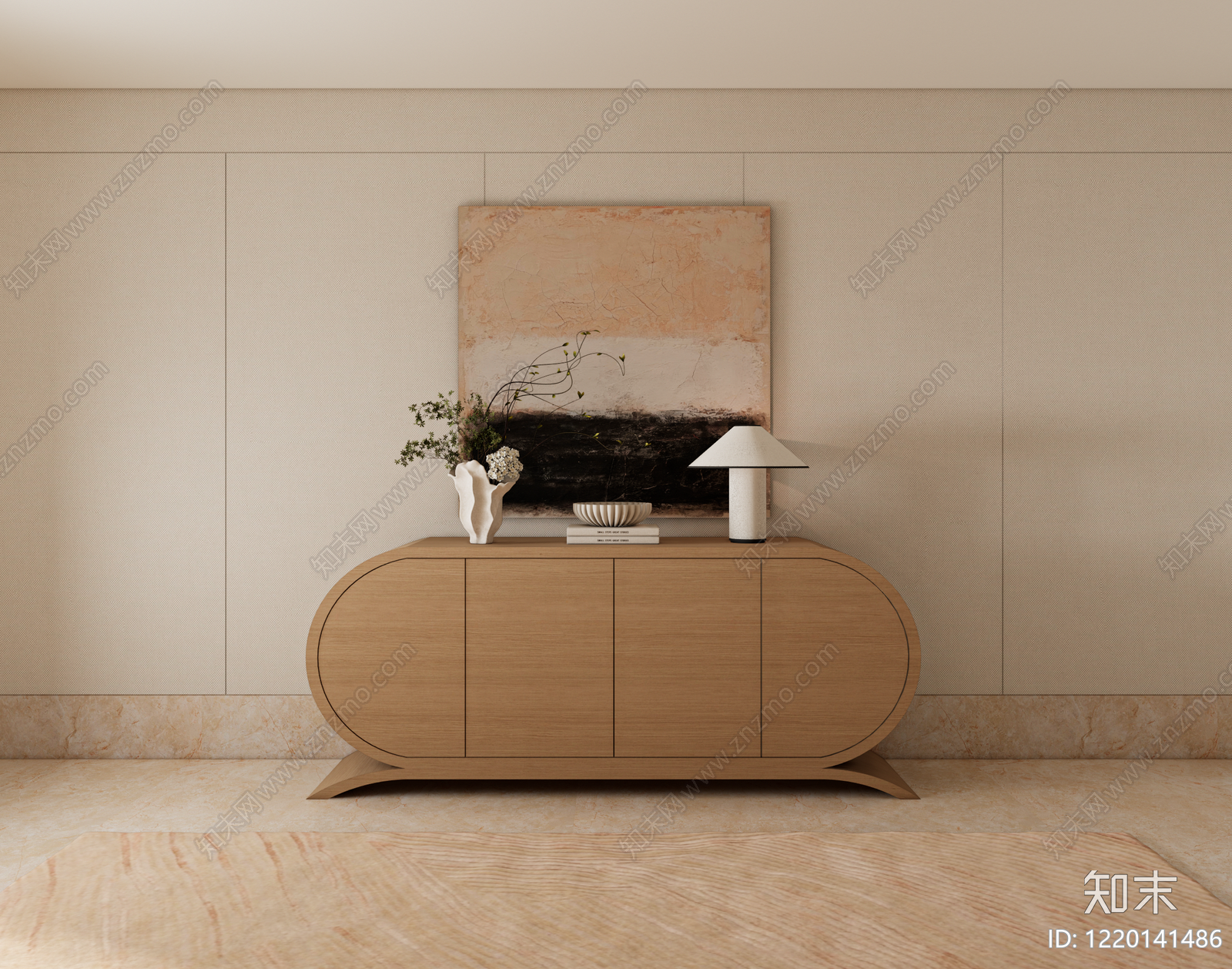 侘寂玄关柜SU模型下载【ID:1220141486】