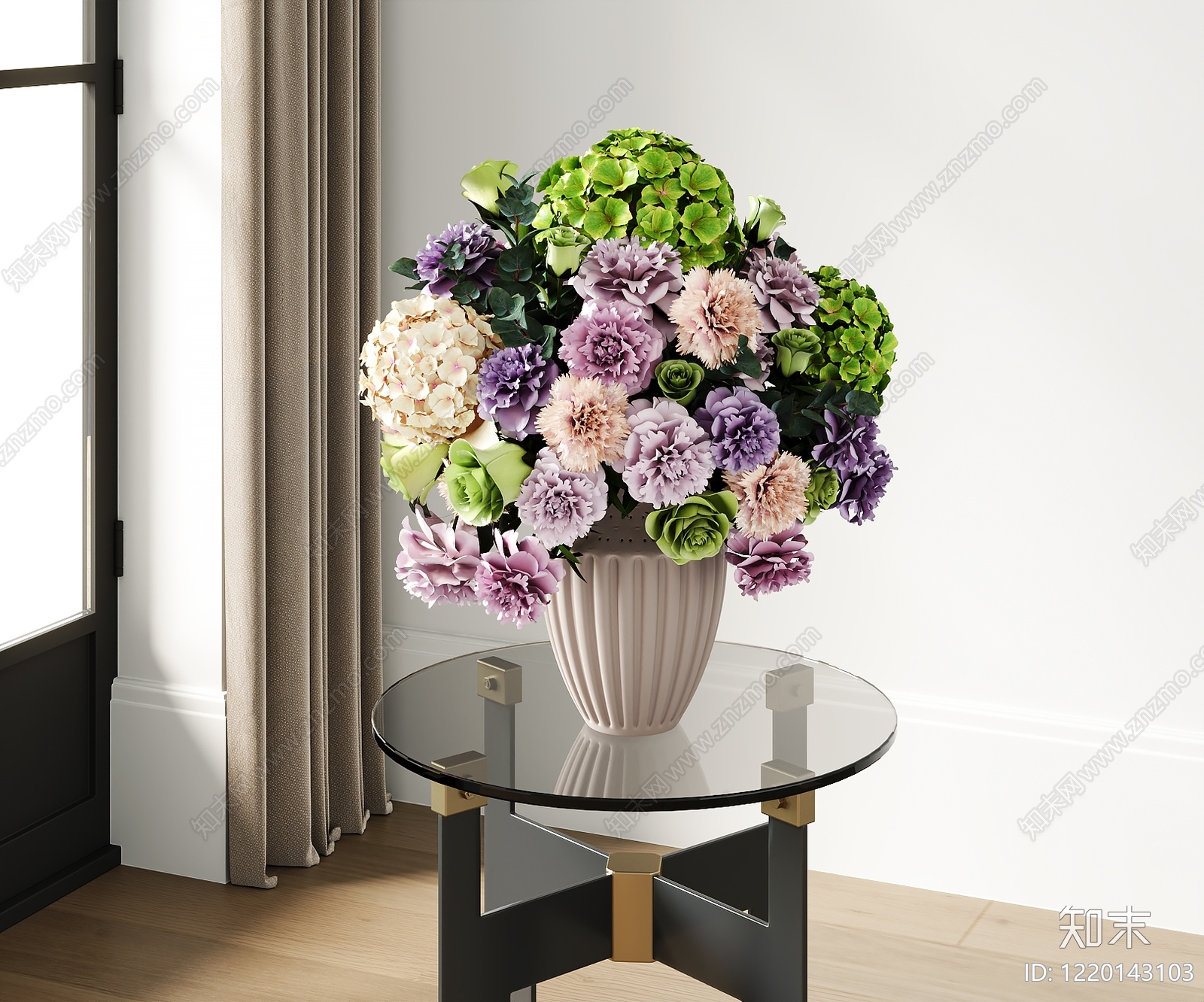 奶油风花艺SU模型下载【ID:1220143103】