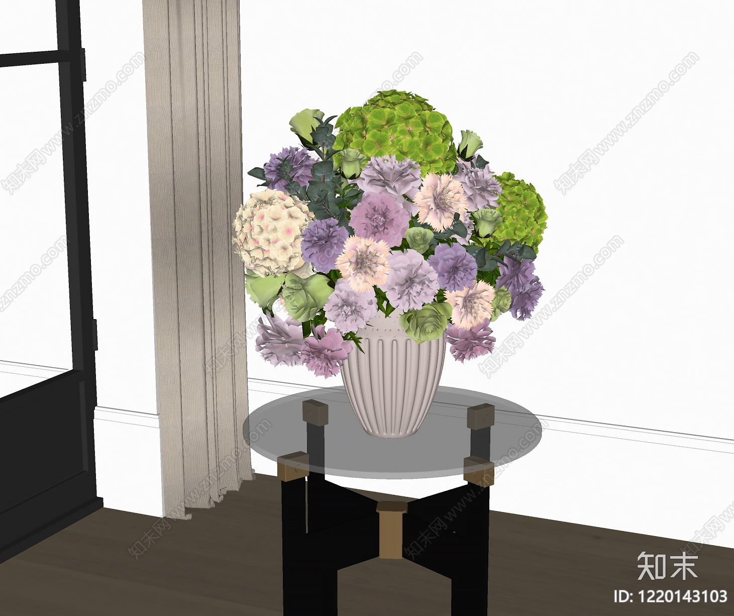 奶油风花艺SU模型下载【ID:1220143103】