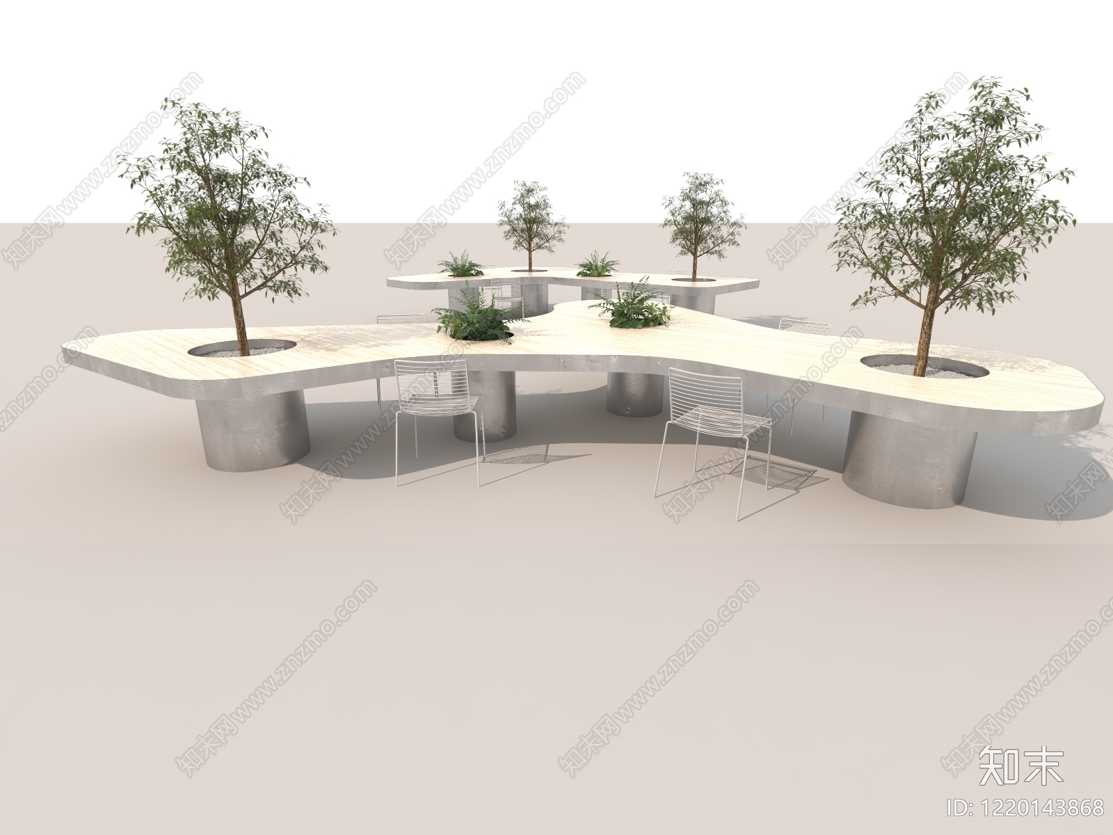 极简主义景观座椅3D模型渲染效果图