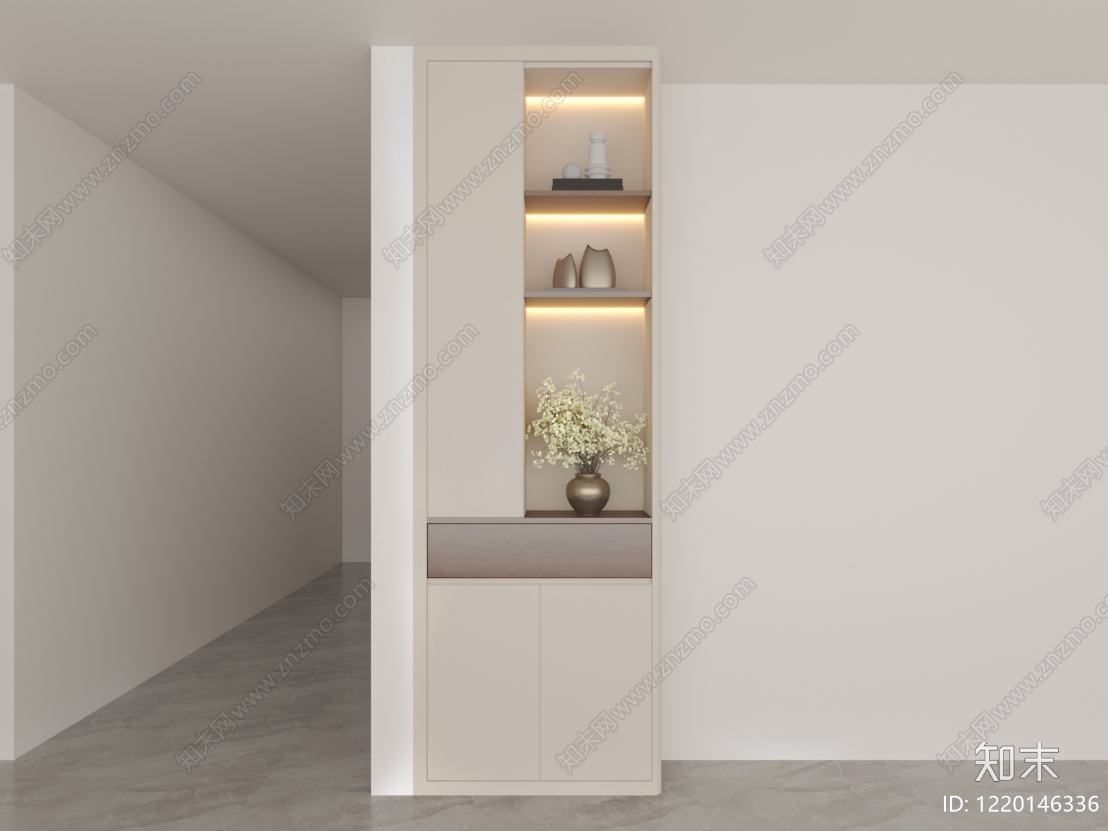 奶油风玄关3D模型下载【ID:1220146336】