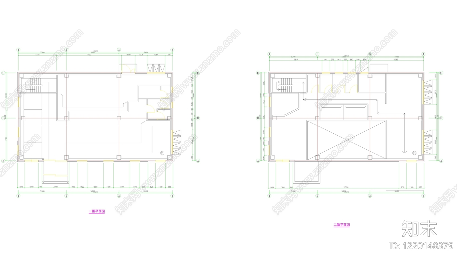 办公楼建筑cad施工图下载【ID:1220148379】