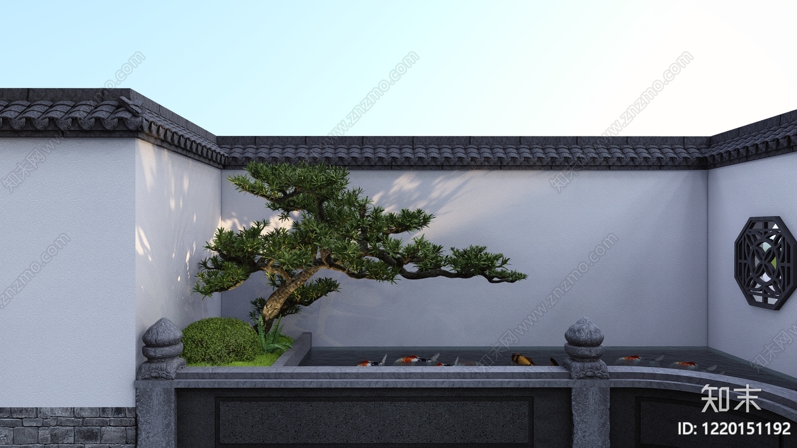 新中式景观别墅庭院SU模型下载【ID:1220151192】