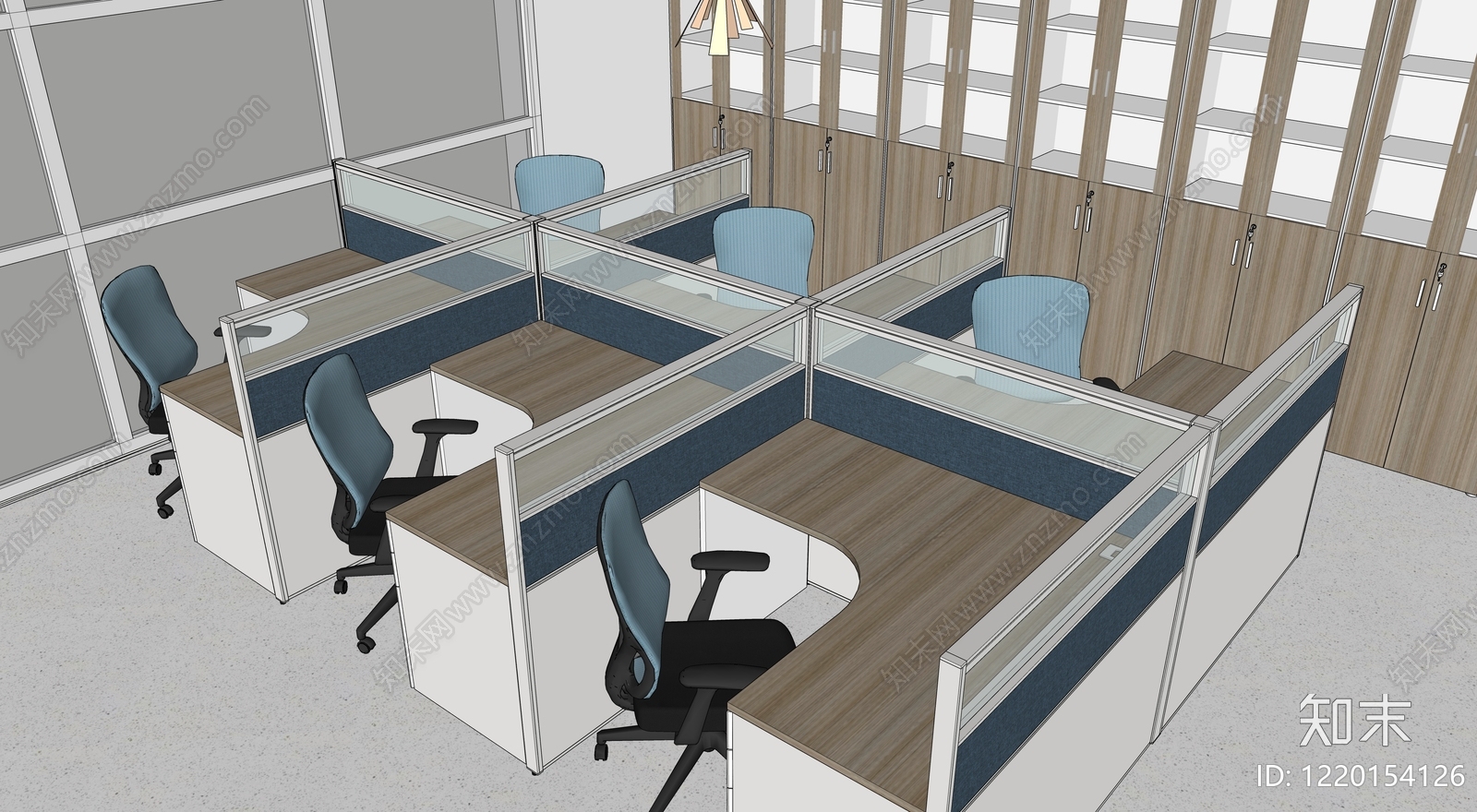 现代简约办公区SU模型下载【ID:1220154126】