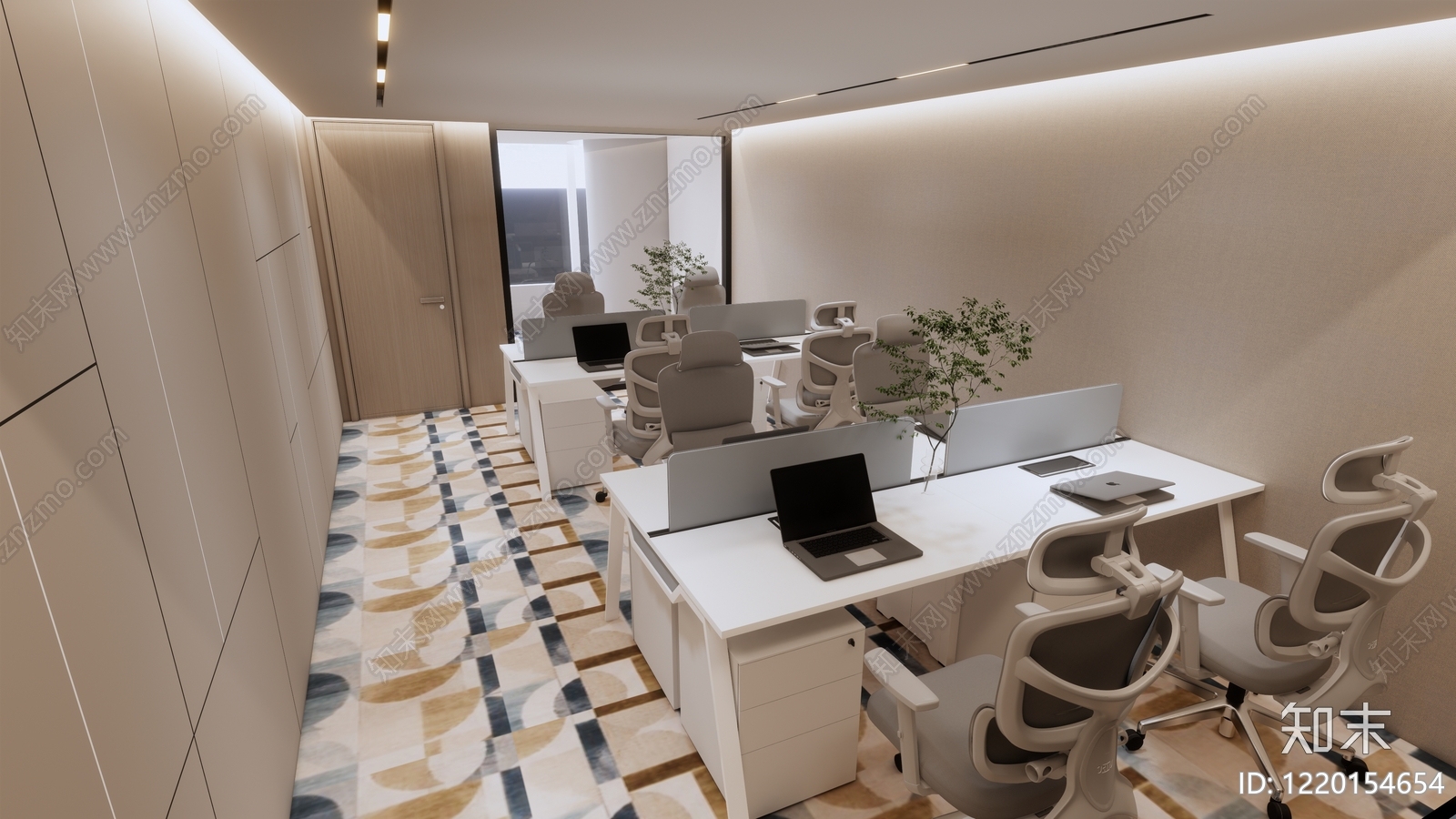 现代简约办公区SU模型下载【ID:1220154654】
