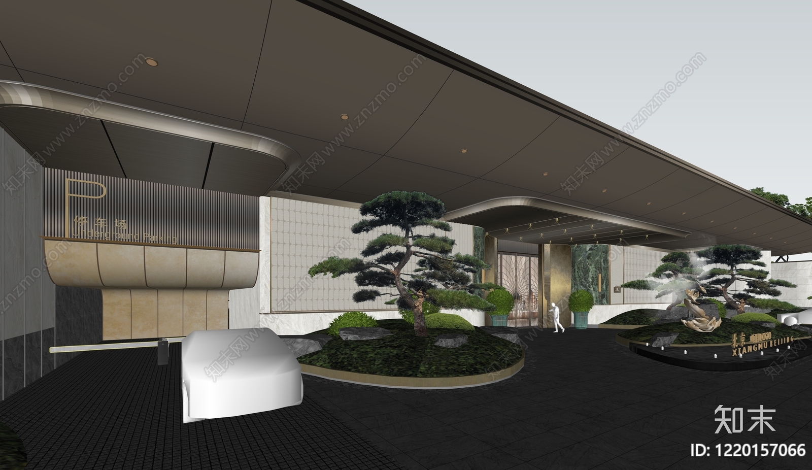 新中式售楼处建筑SU模型下载【ID:1220157066】