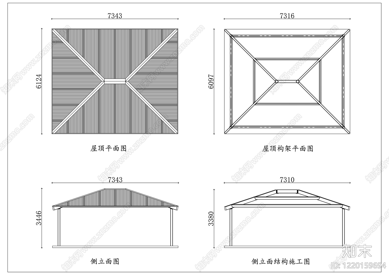 亭子图库cad施工图下载【ID:1220159694】