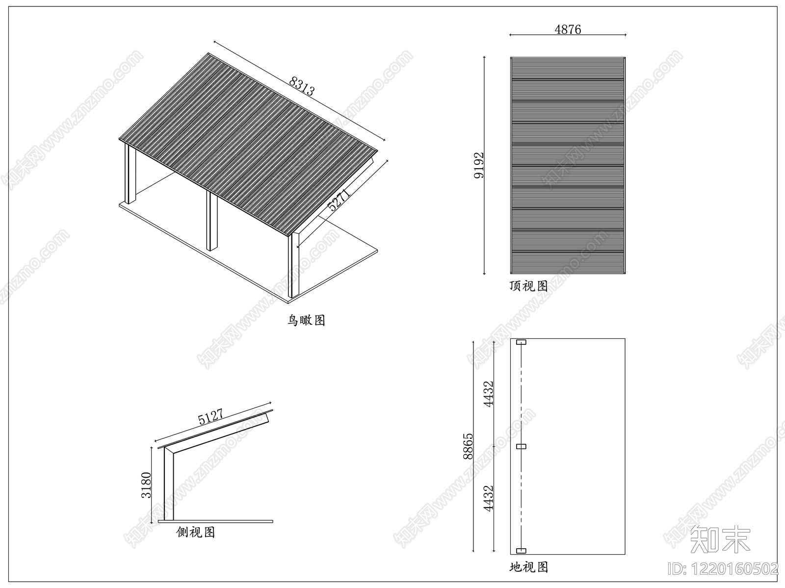 亭子图库cad施工图下载【ID:1220160502】