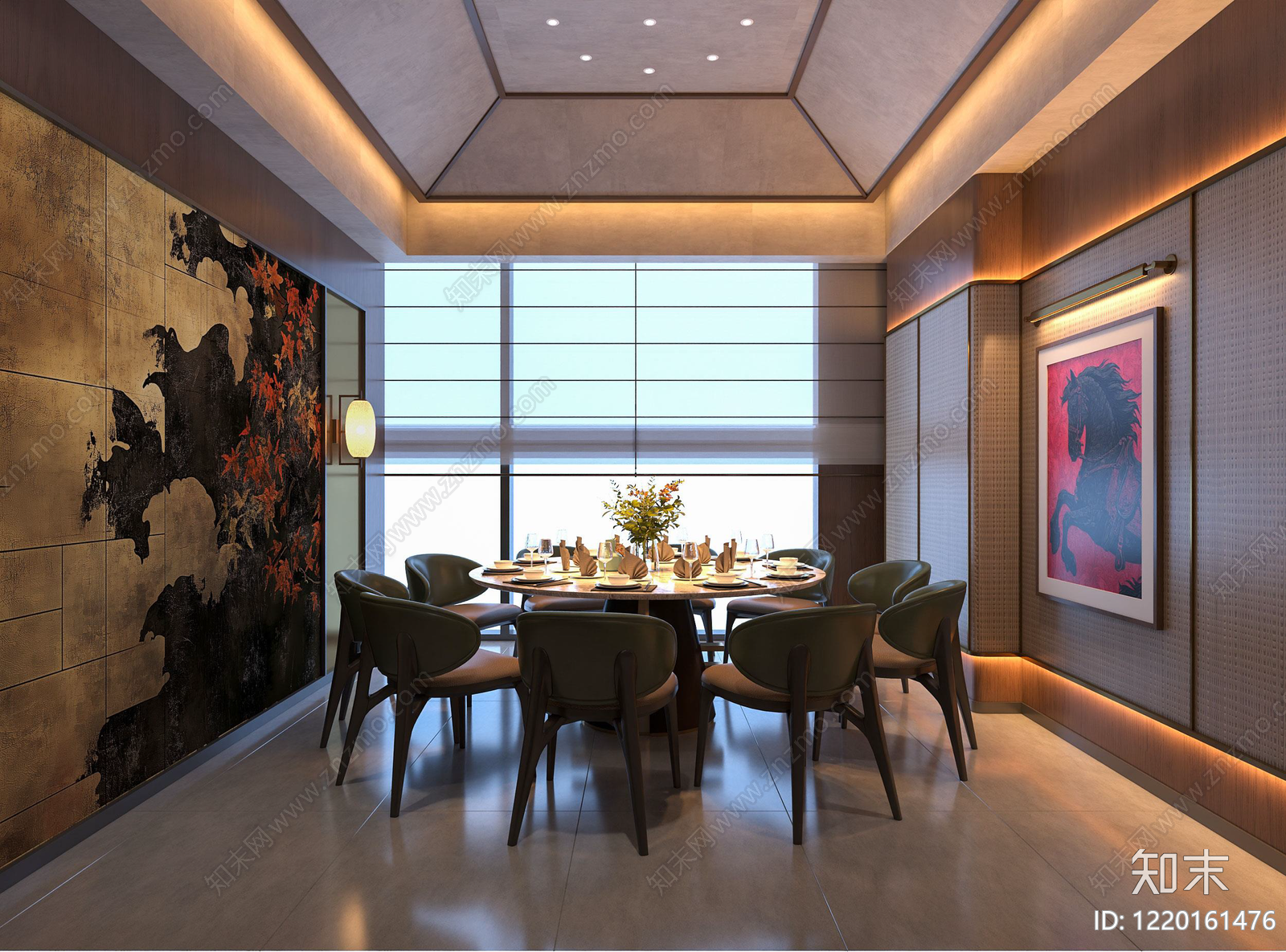 新中式中餐厅3D模型下载【ID:1220161476】