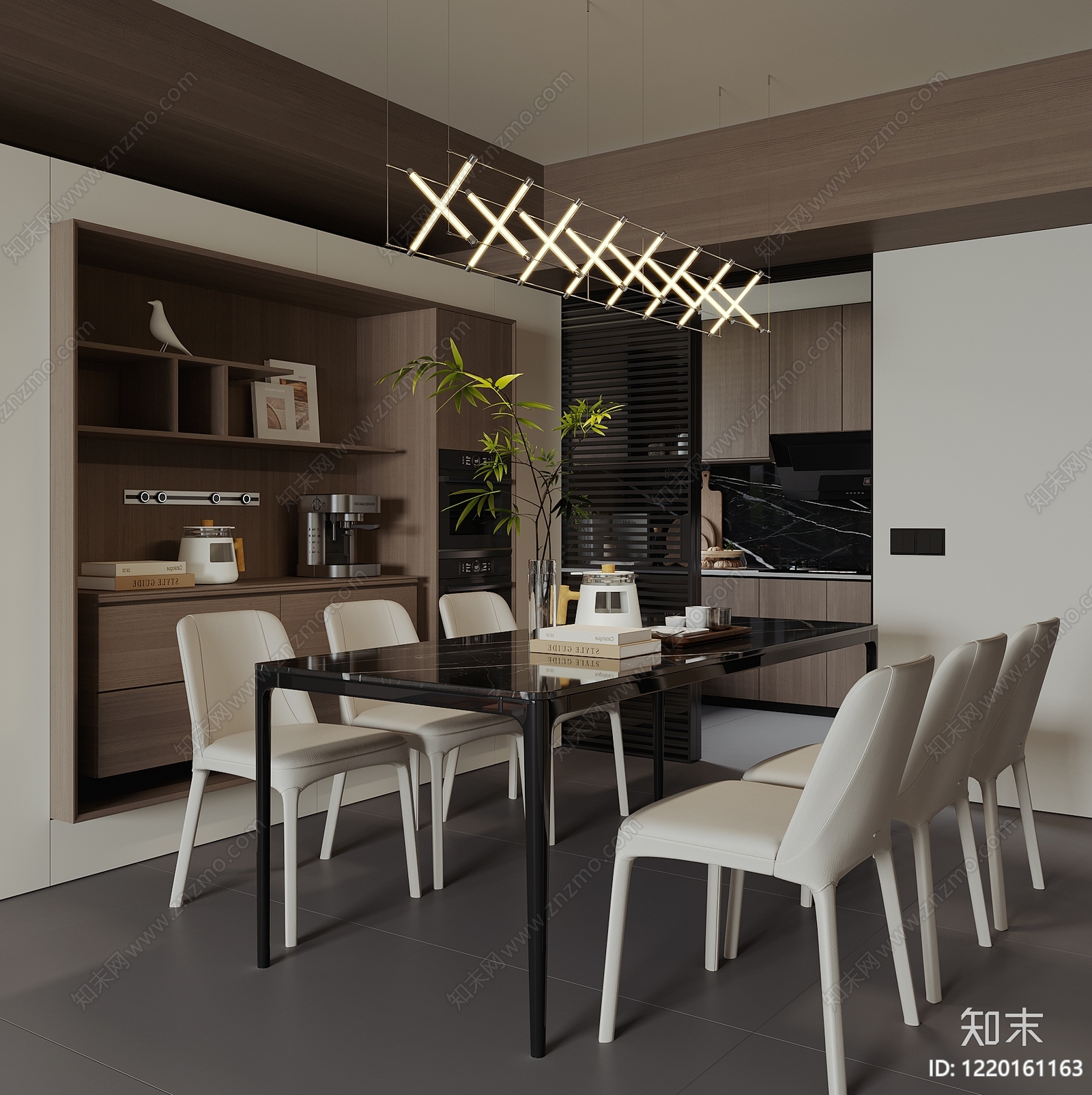 现代简约家居餐厅3D模型渲染效果图