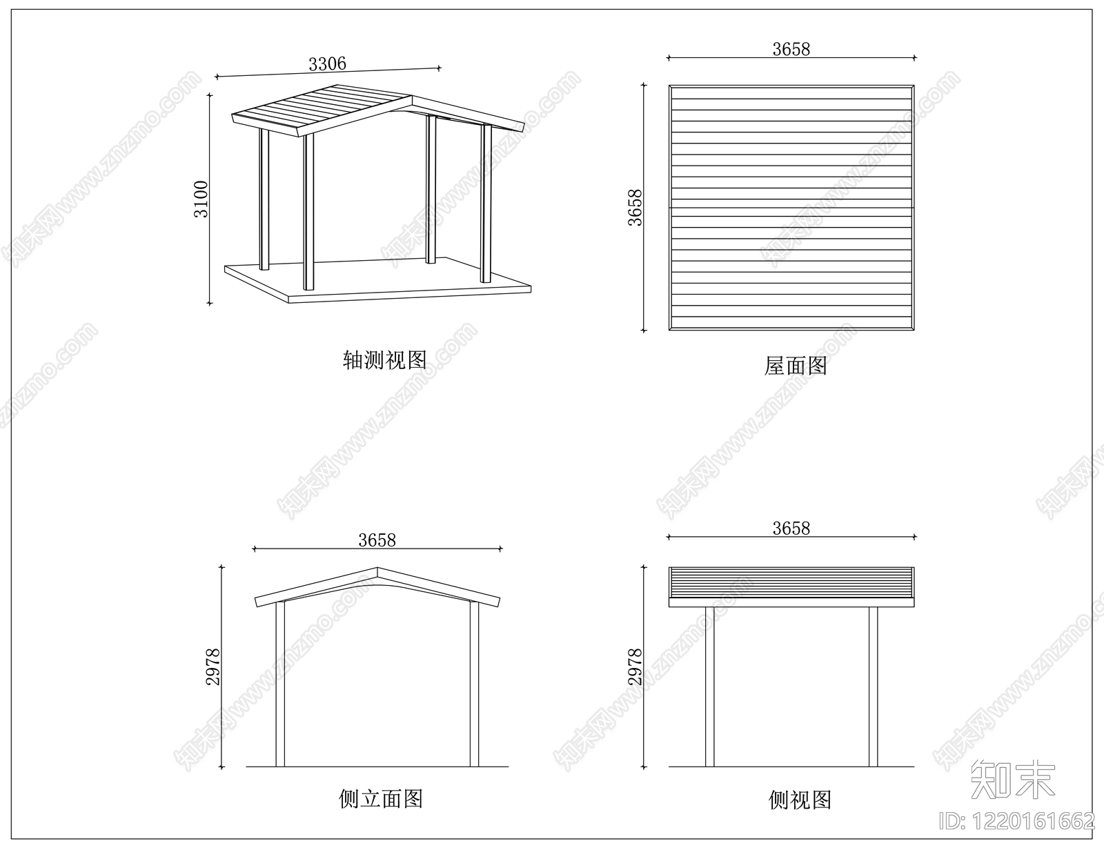 亭子图库cad施工图下载【ID:1220161662】