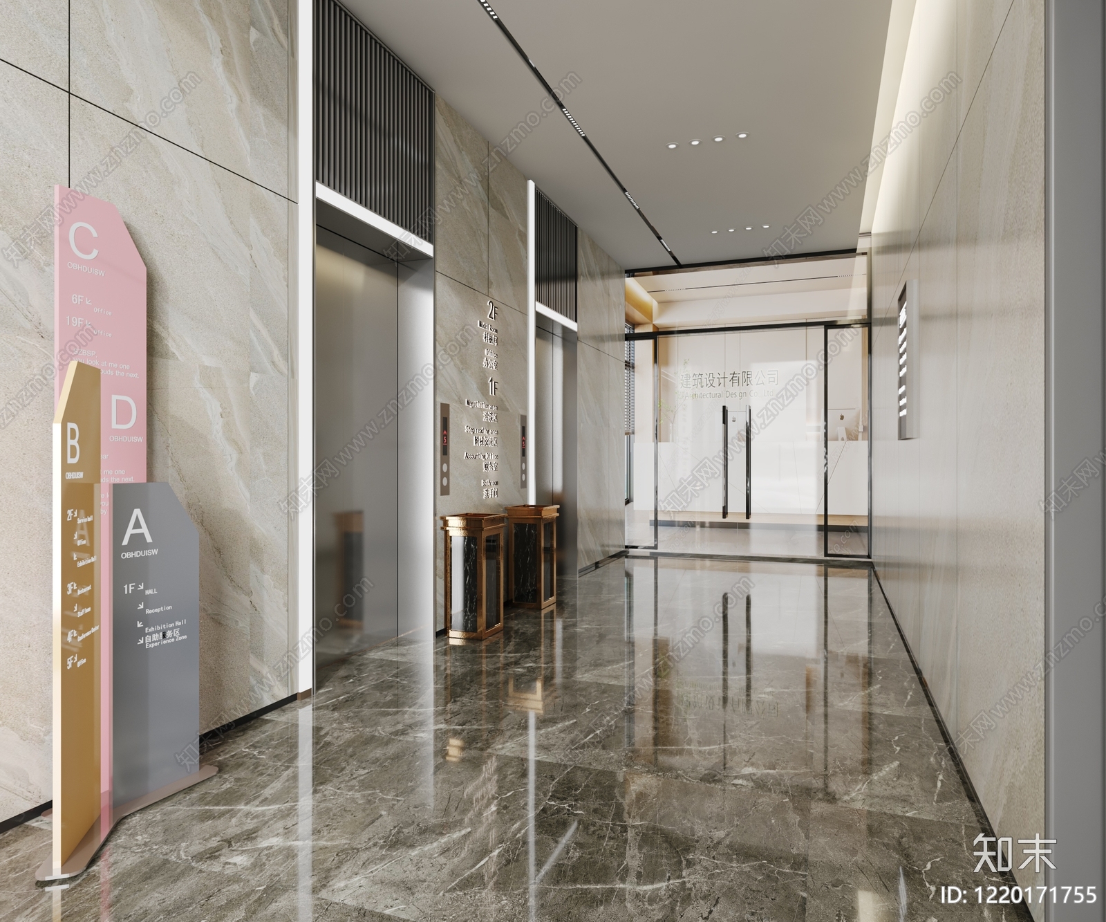 极简主义电梯间3D模型下载【ID:1220171755】