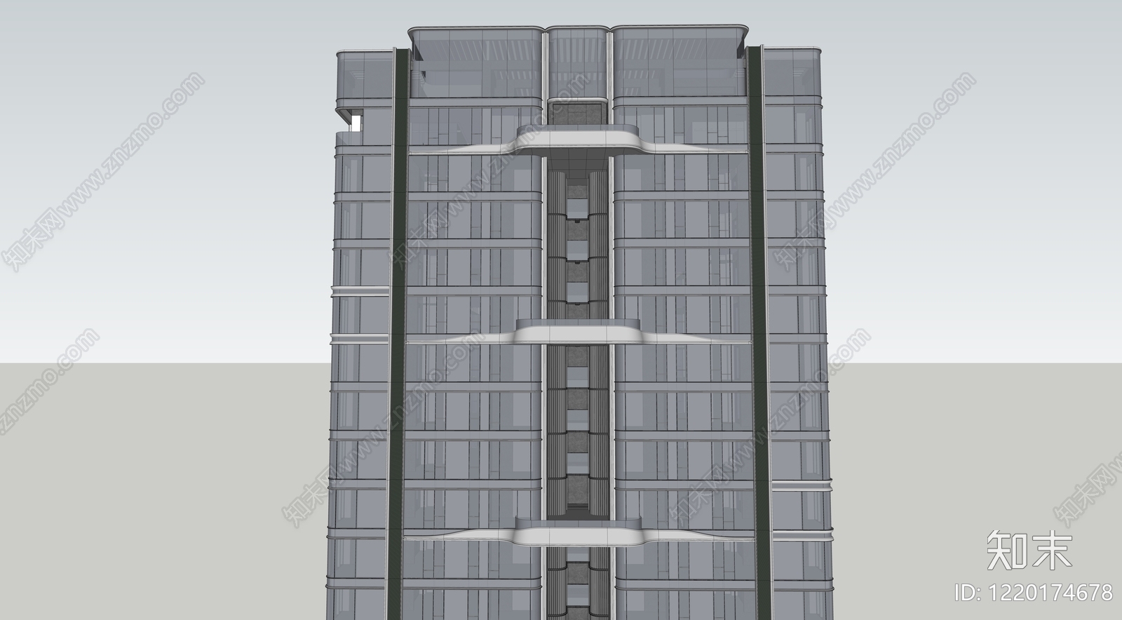 现代主义小高层住宅楼SU模型下载【ID:1220174678】