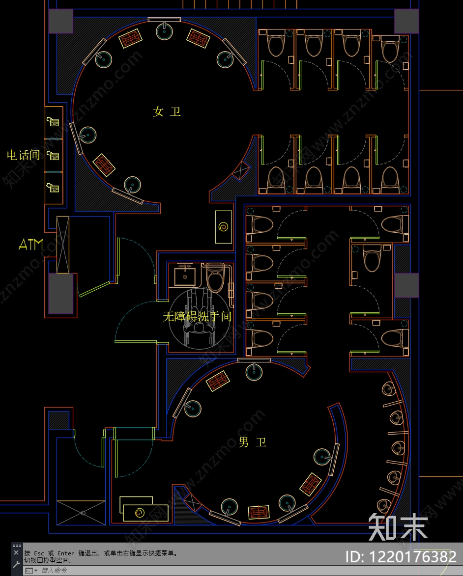 公共卫生间cad施工图下载【ID:1220176382】