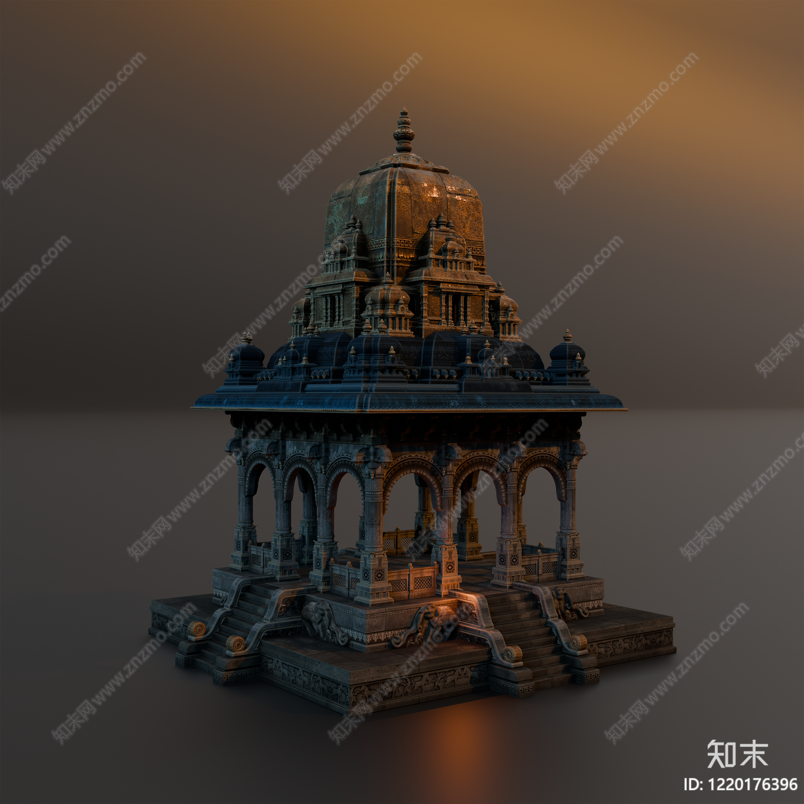 印度教寺庙风格寺庙建筑SU模型下载【ID:1220176396】