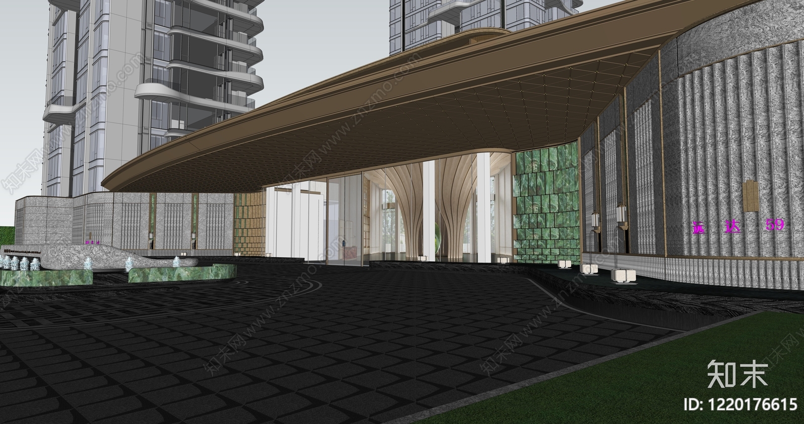 现代主义小区建筑SU模型下载【ID:1220176615】