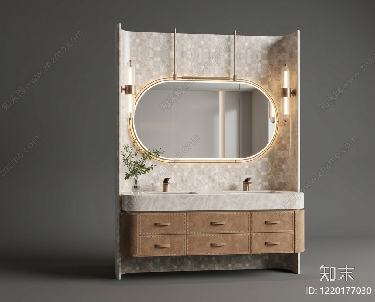 意式轻奢梳妆台3D模型下载【ID:1220177030】
