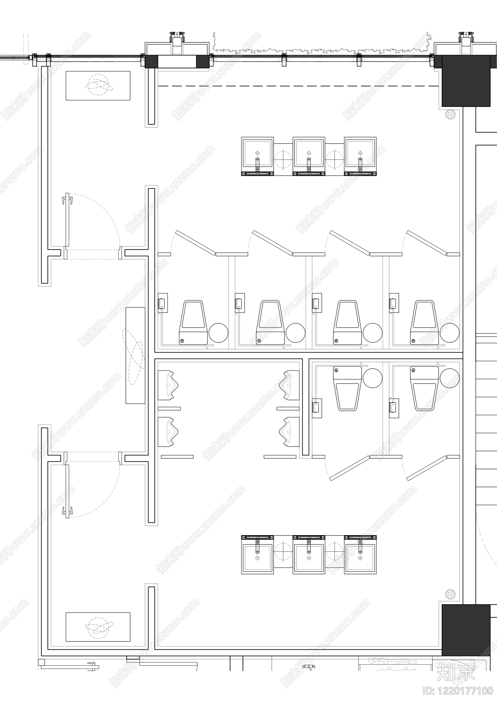 公共卫生间cad施工图下载【ID:1220177100】