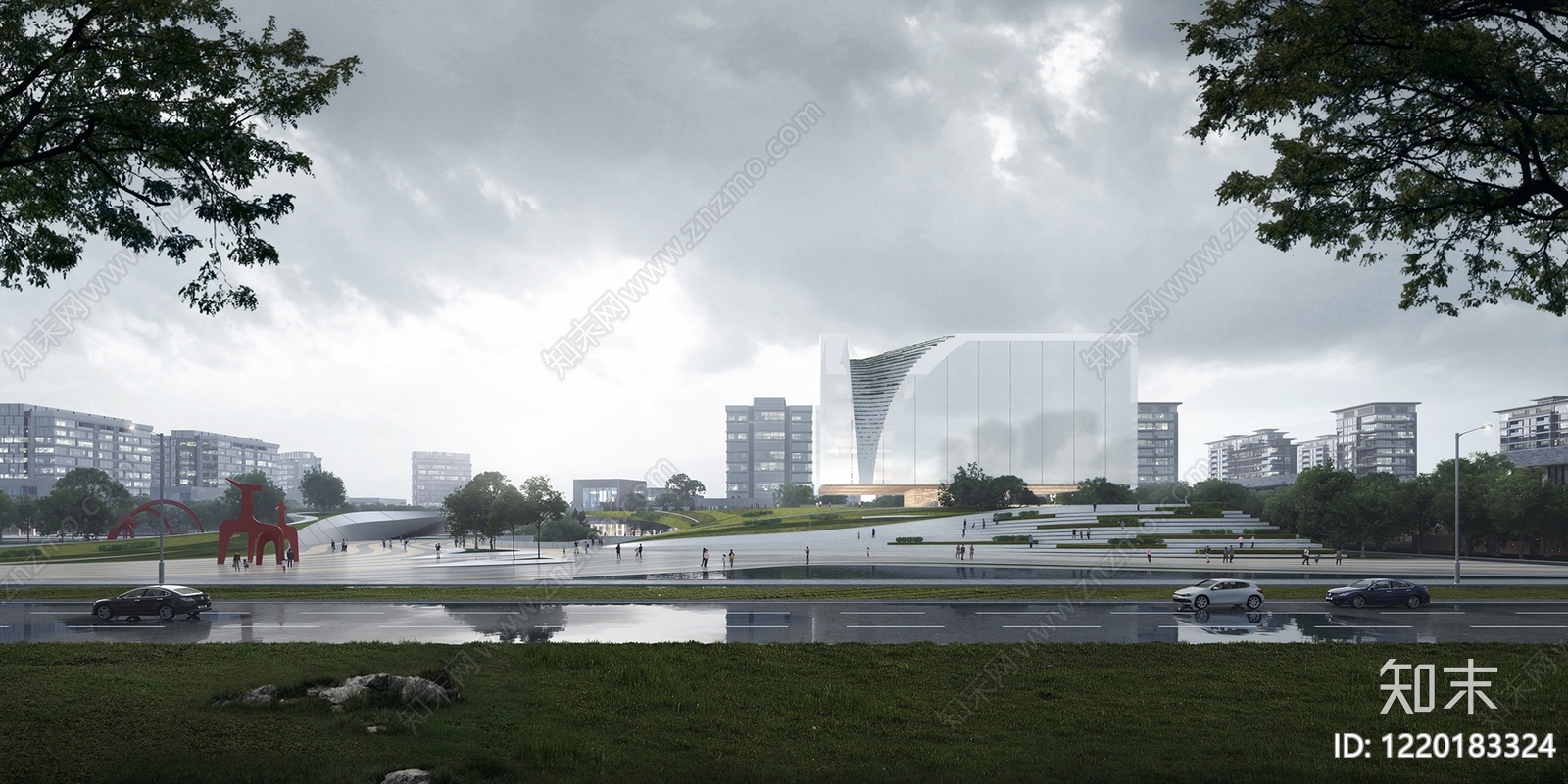 现代主义艺术风格建筑3D模型下载【ID:1220183324】