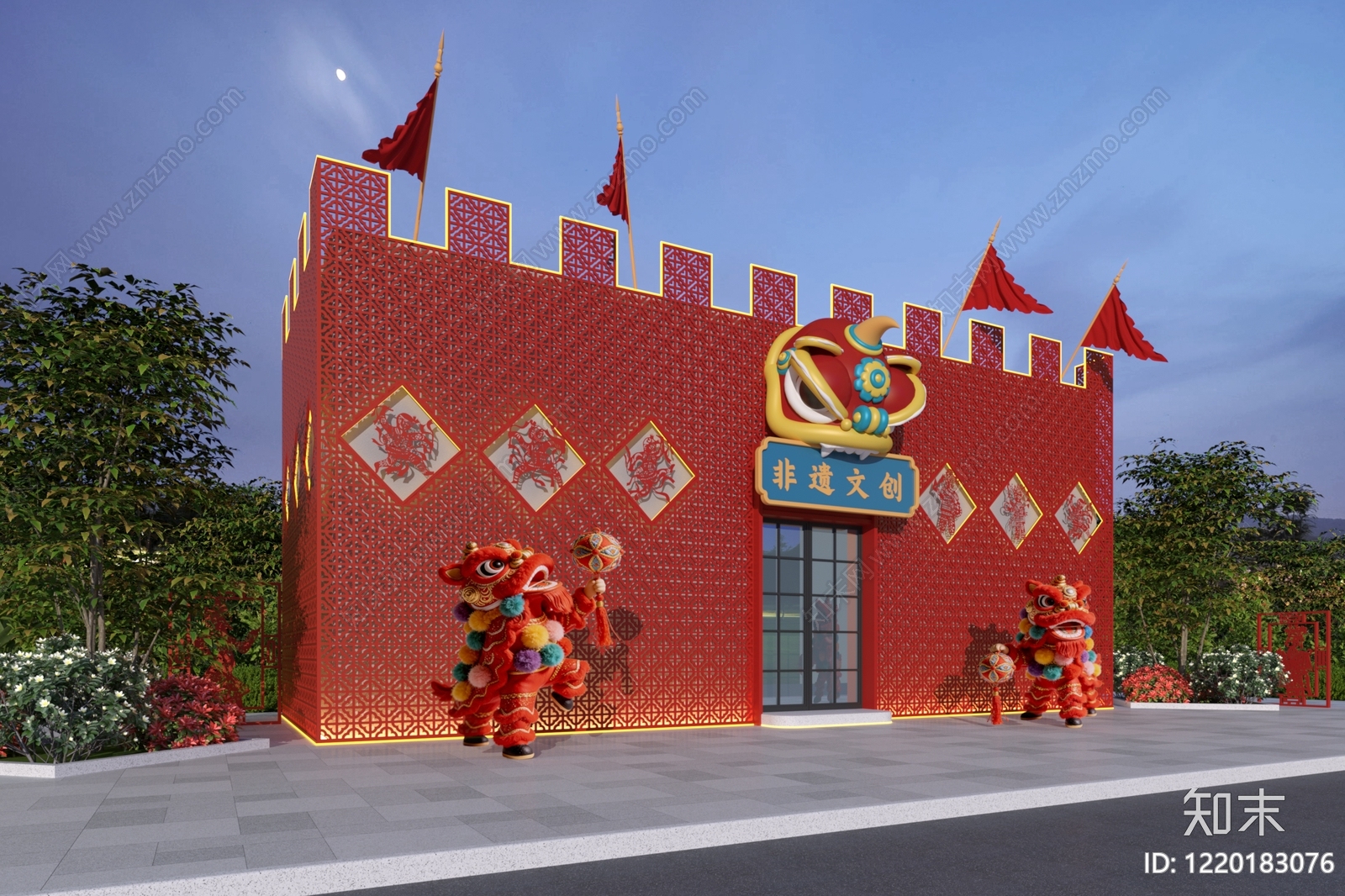 新中式门头3D模型下载【ID:1220183076】