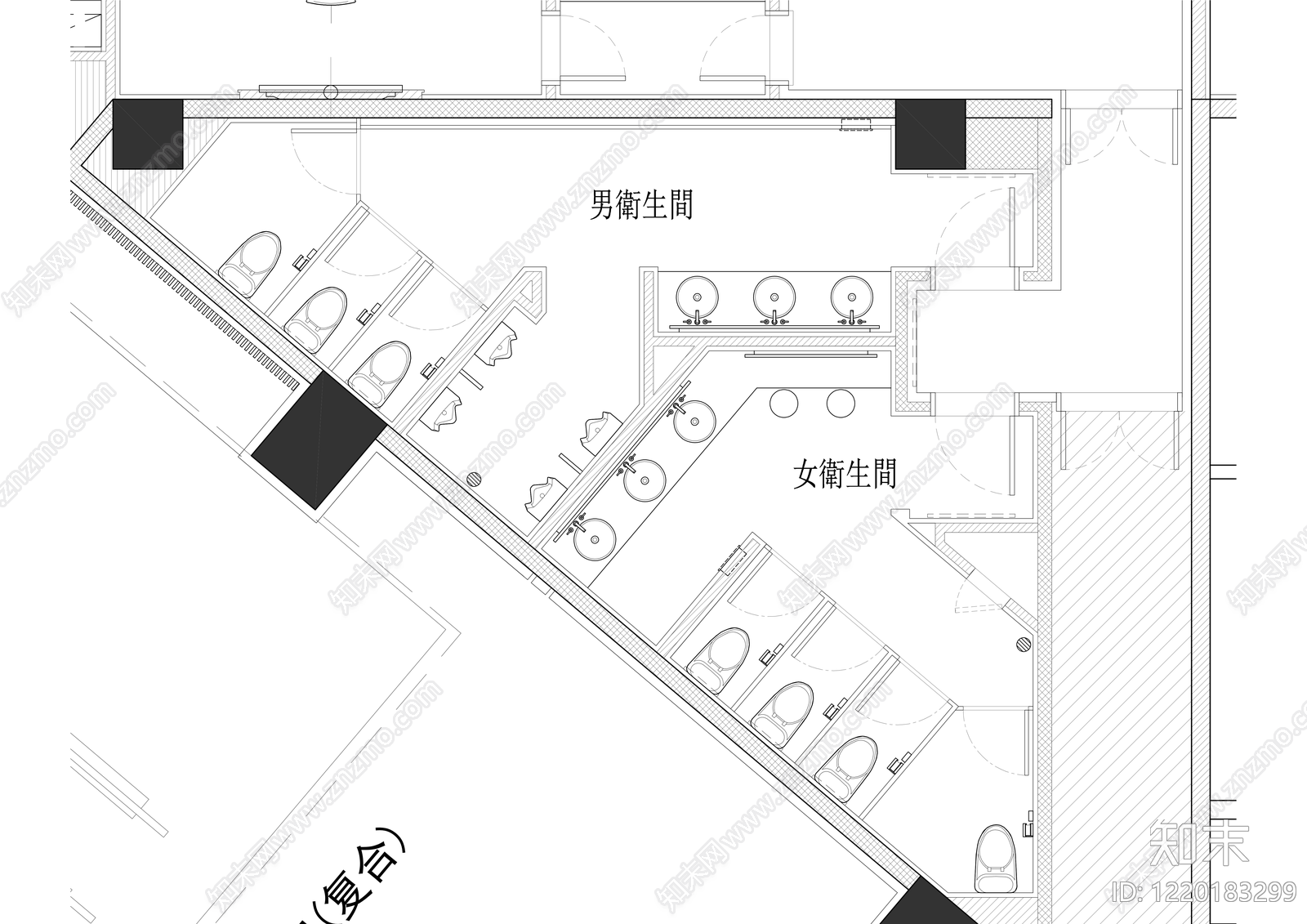 公共卫生间CAD图纸