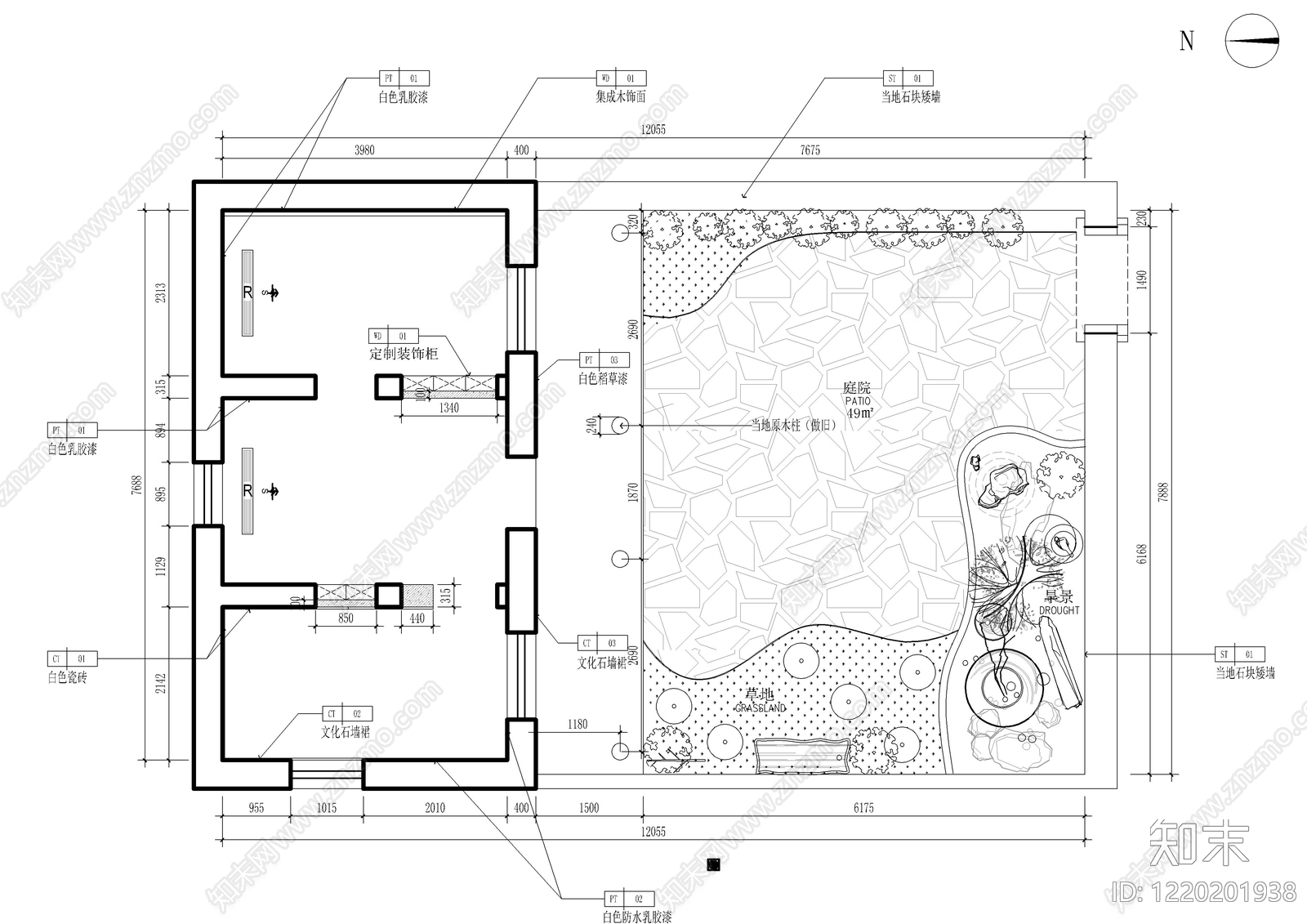 庭院cad施工图下载【ID:1220201938】