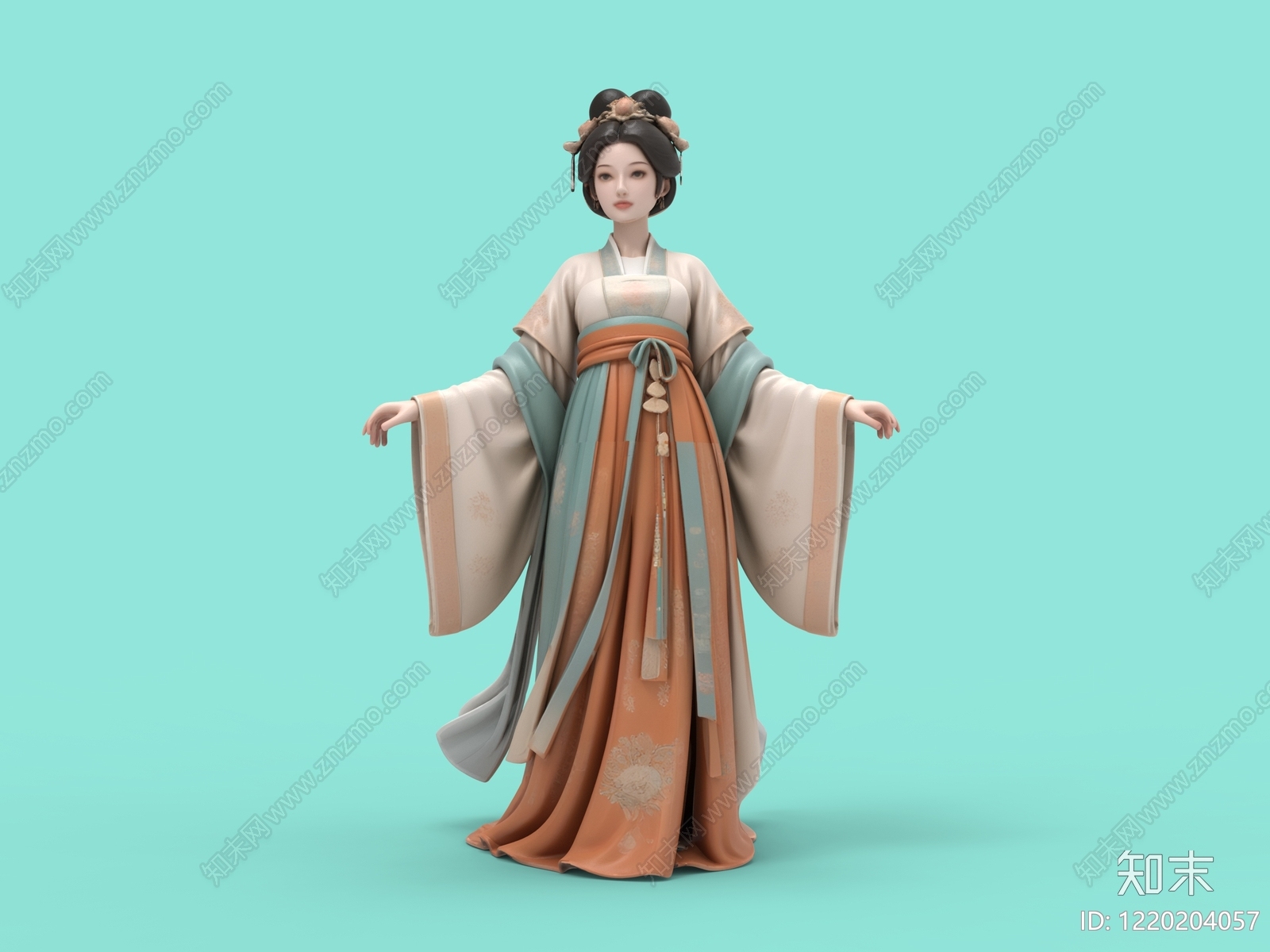 新中式虚拟人物3D模型下载【ID:1220204057】