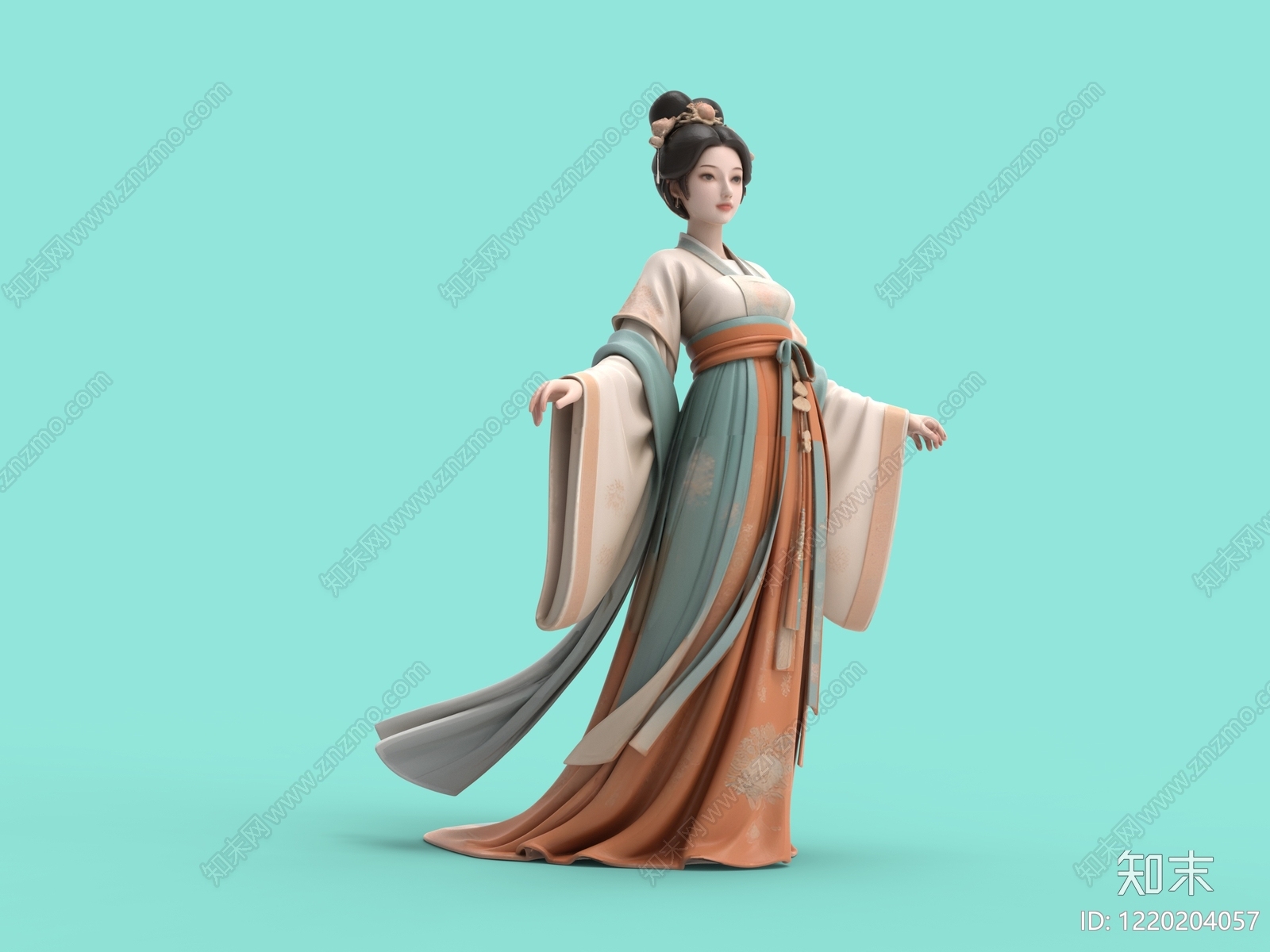 新中式虚拟人物3D模型下载【ID:1220204057】