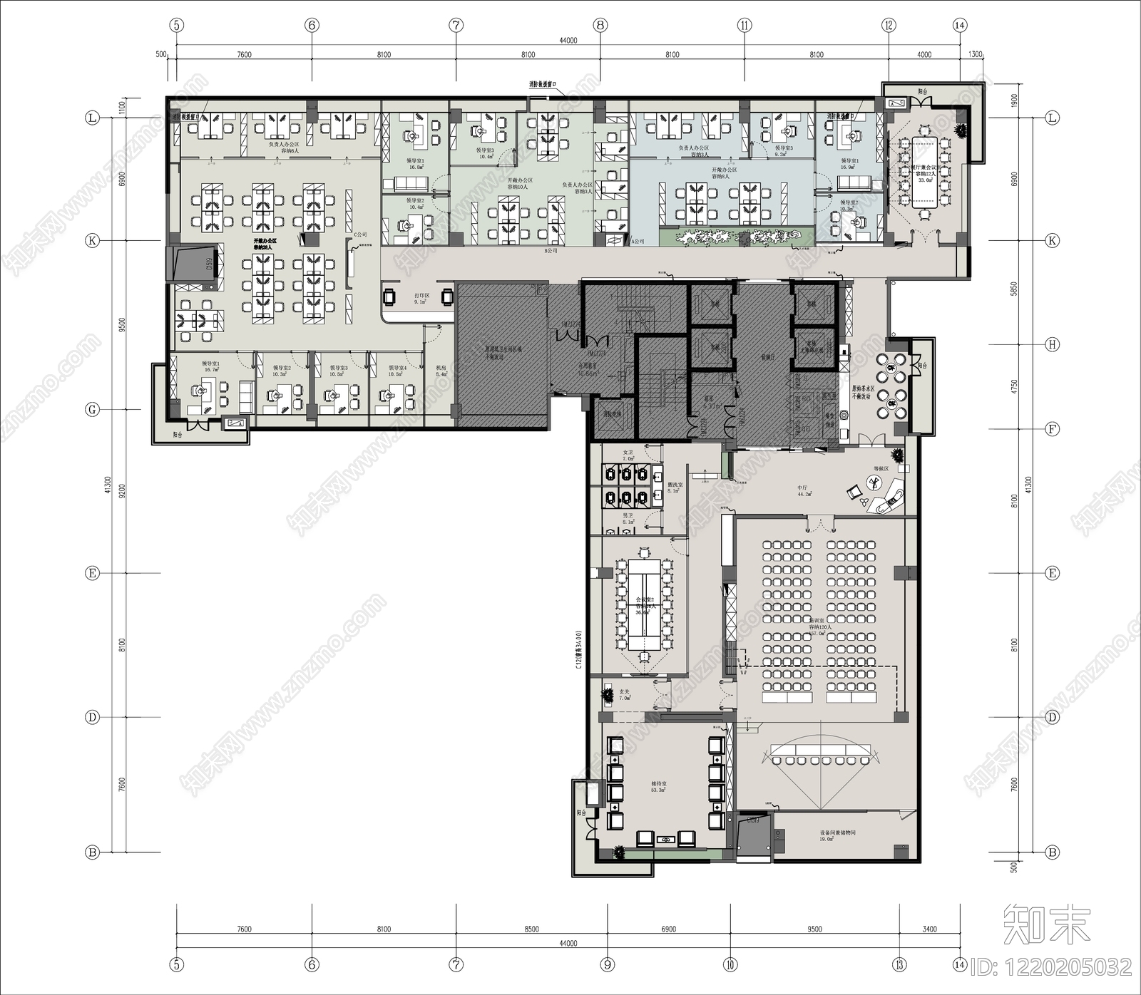 整体办公空间cad施工图下载【ID:1220205032】
