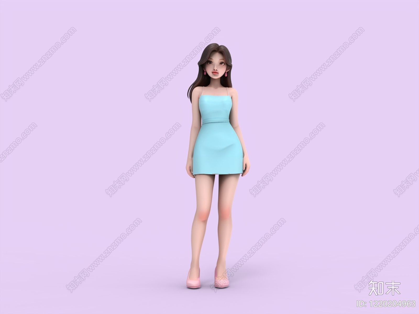 现代简约虚拟人物3D模型渲染效果图