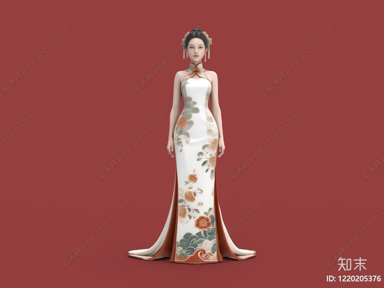 新中式虚拟人物3D模型渲染效果图