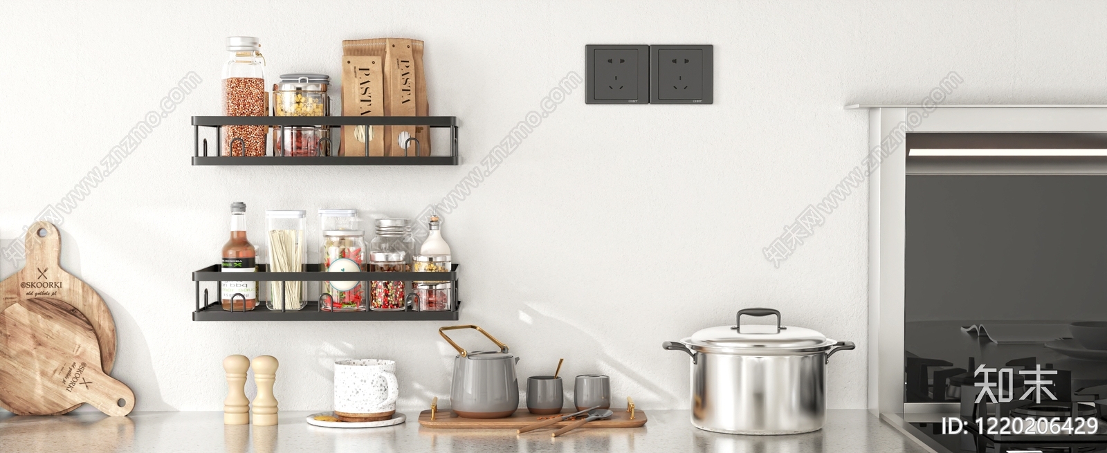 现代简约厨房用品3D模型下载【ID:1220206429】