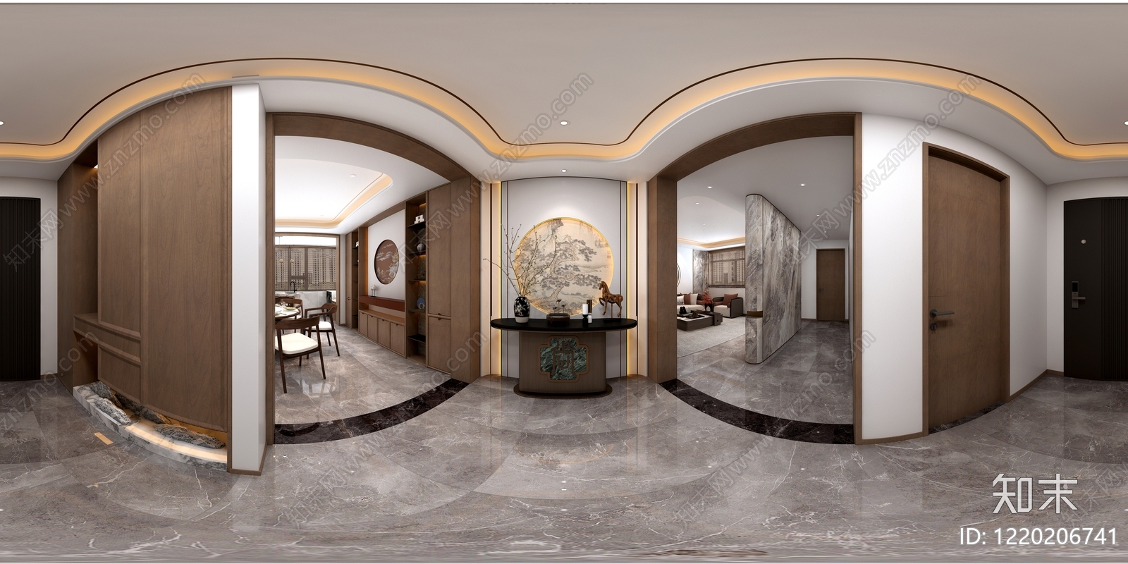 新中式玄关3D模型下载【ID:1220206741】