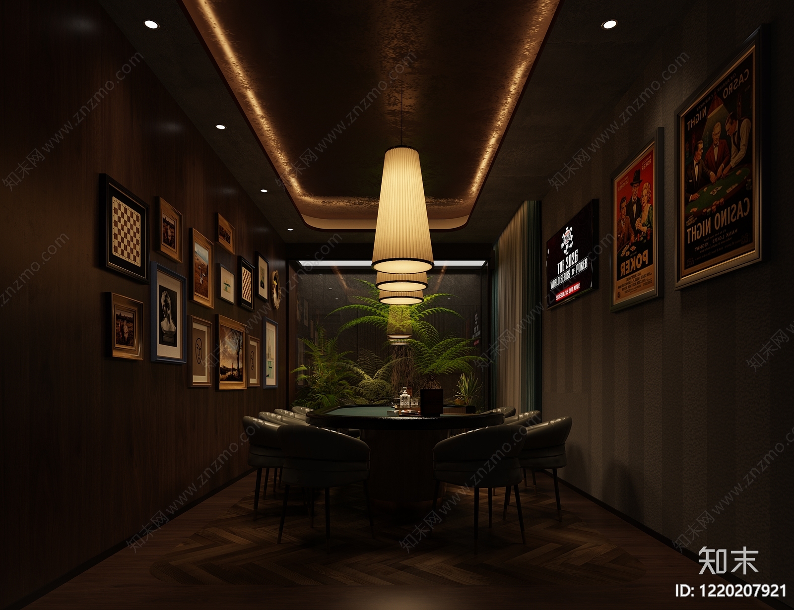 复古风棋牌室3D模型下载【ID:1220207921】