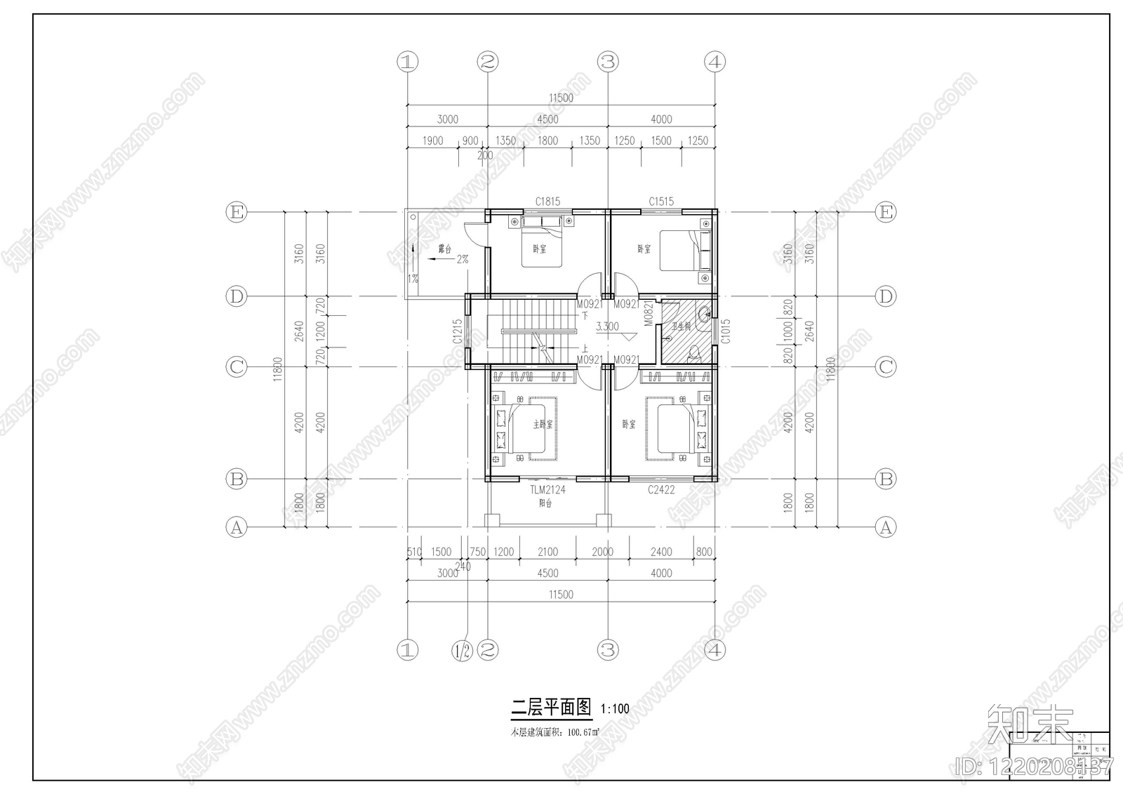 别墅建筑cad施工图下载【ID:1220208137】