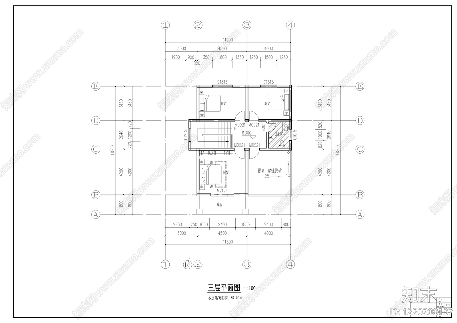 别墅建筑cad施工图下载【ID:1220208137】