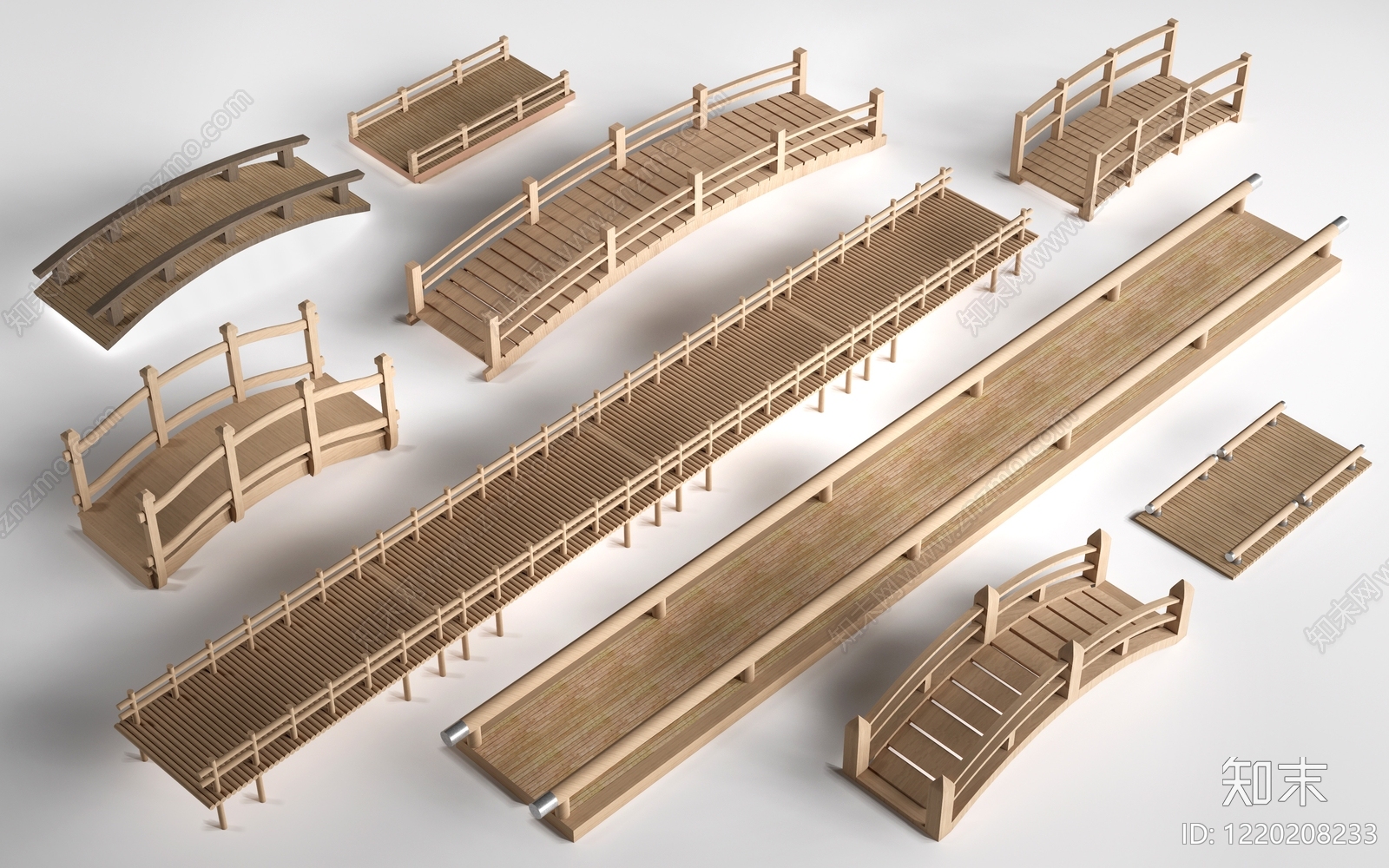 日式景观桥3D模型渲染效果图